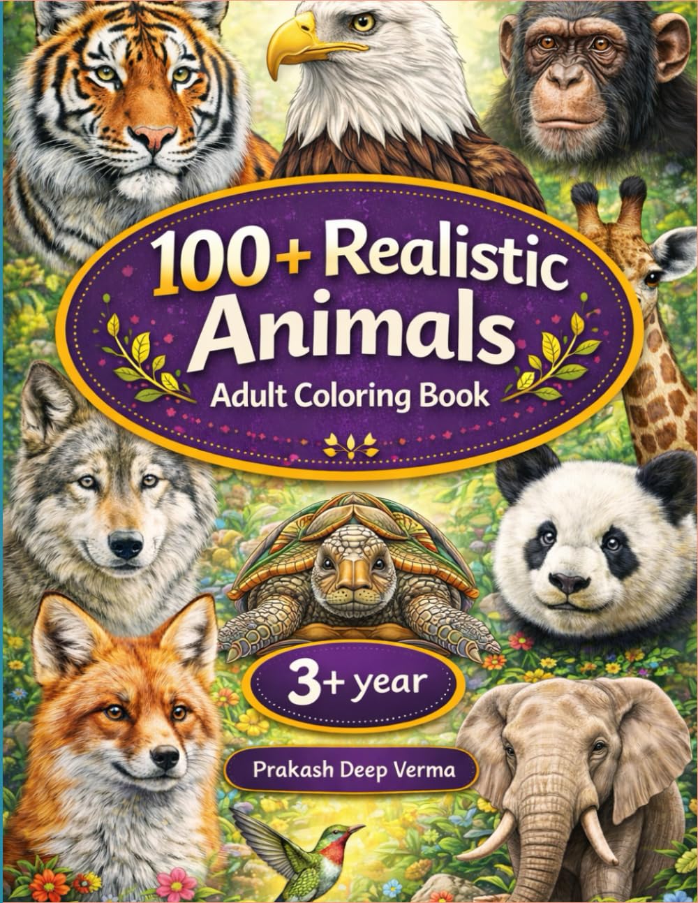 100 + Realistic Animals: An Kids and Adult Coloring Book with Lions, Elephants, Owls, Horses, Dogs, Cats, and Many More!