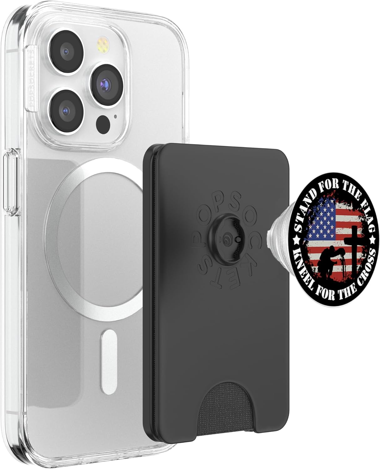 Patriotic US Flag Stand for The Flag Kneel for The Cross USA PopSockets PopWallet for MagSafe