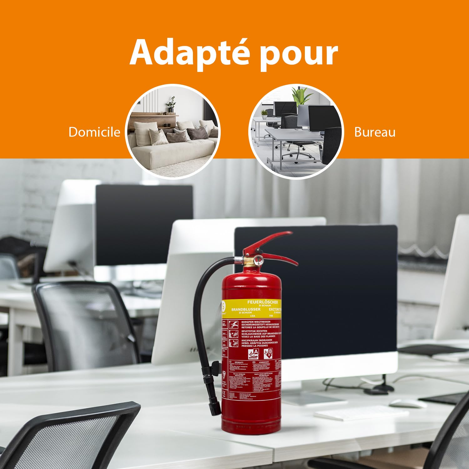 Smartwares Extincteur à Mousse - 3 L - pour Feux A&B - Adapté pour Bureaux et domiciles - Support Inclus - FEX-15230