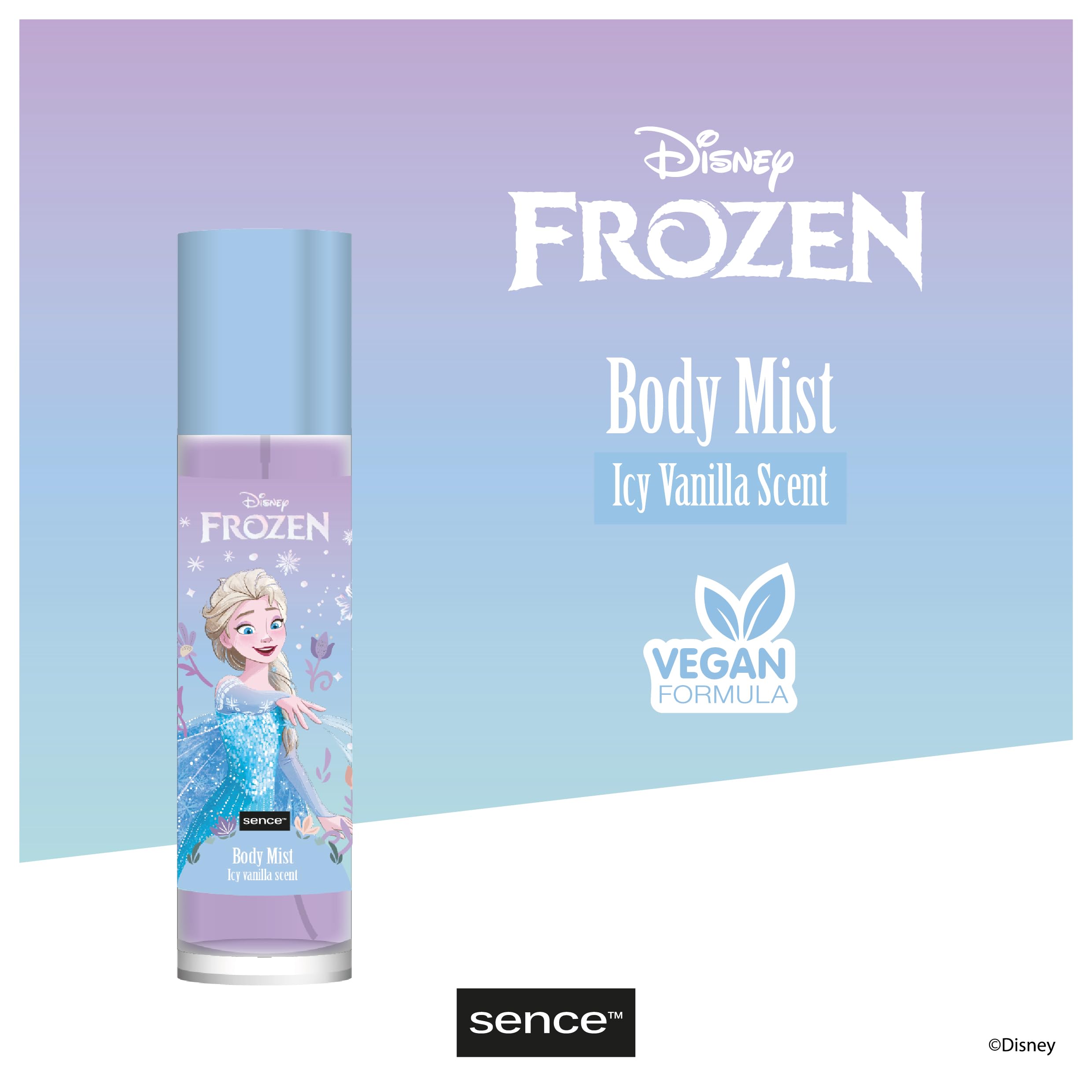 Disney Frozen Elsa & Anna Parfum spray do ciała Icy Vanilla, Vegan Beauty Body Mist, zapach pomysł na prezent, waniliowy spray do ciała Sence (1 x 100 ml)