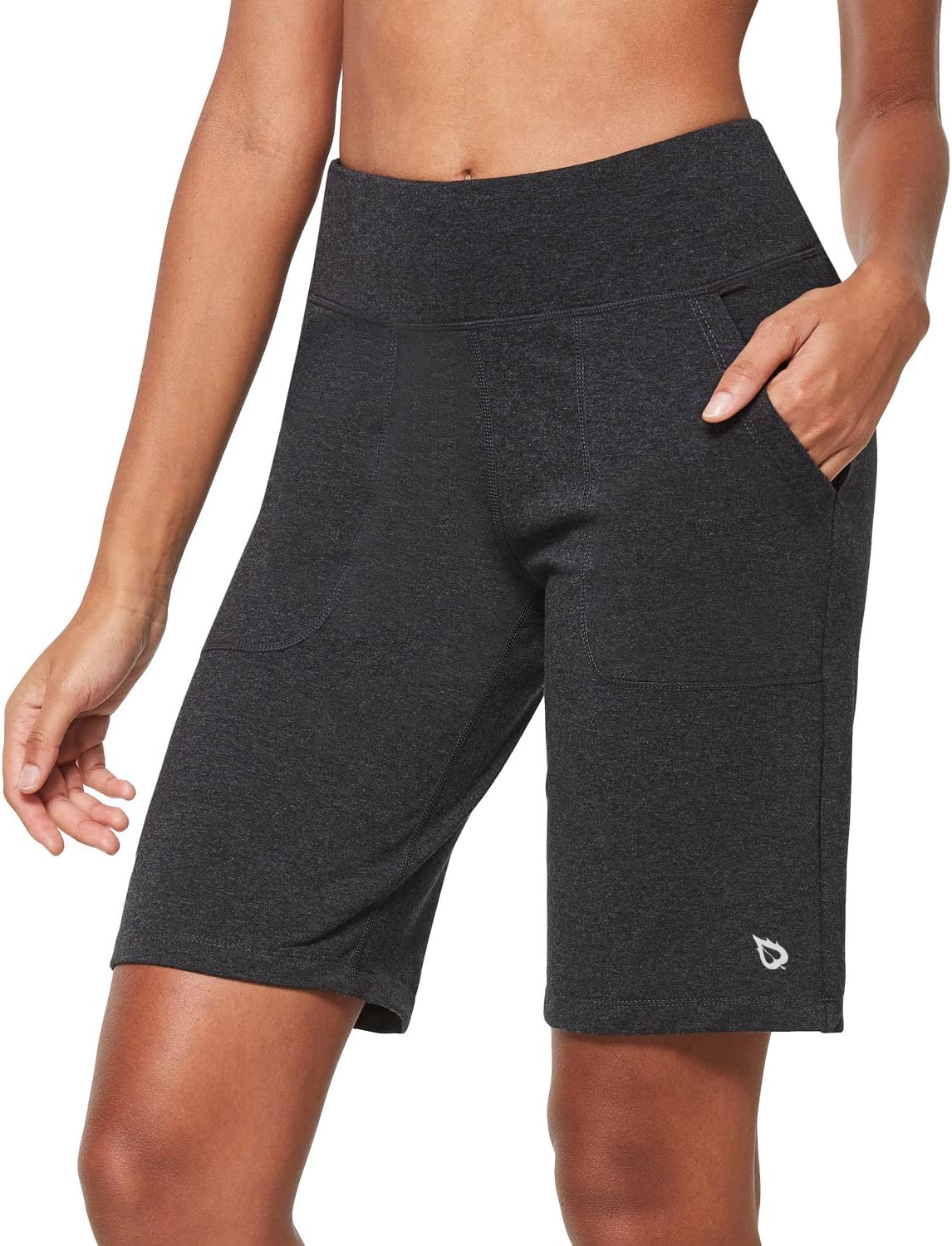 BALEAF Short De Course Pour Femme Taille Haute 2 En 1 Doux Avec Poches Zippées, Noir , XS