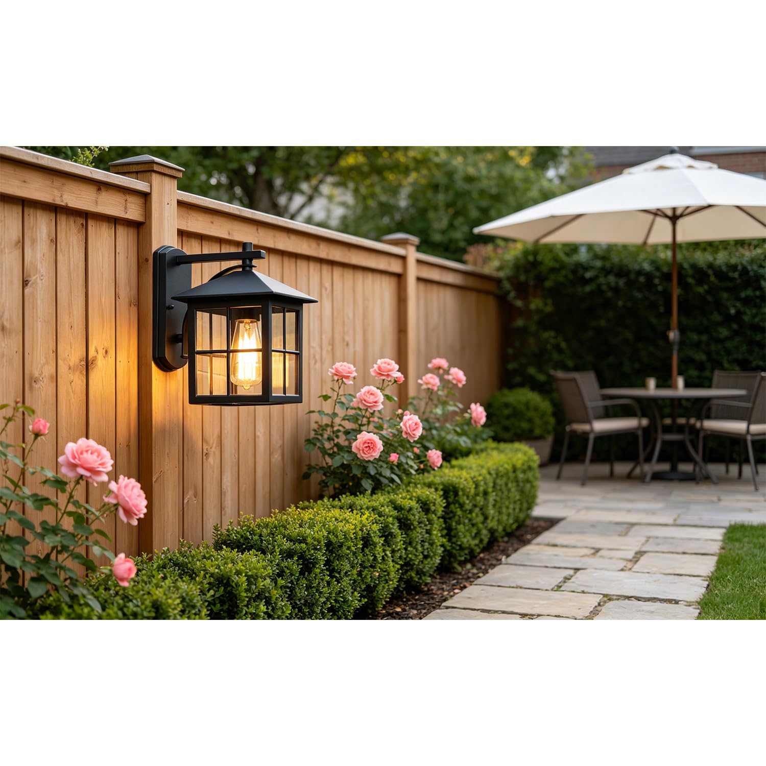 Aplique de pared para exteriores moderno,Lámpara de Pared Retro,Pantallas de metal y cristal, para Porche, Jardín y Entrada,E27 /220V, (Sin Bombilla)