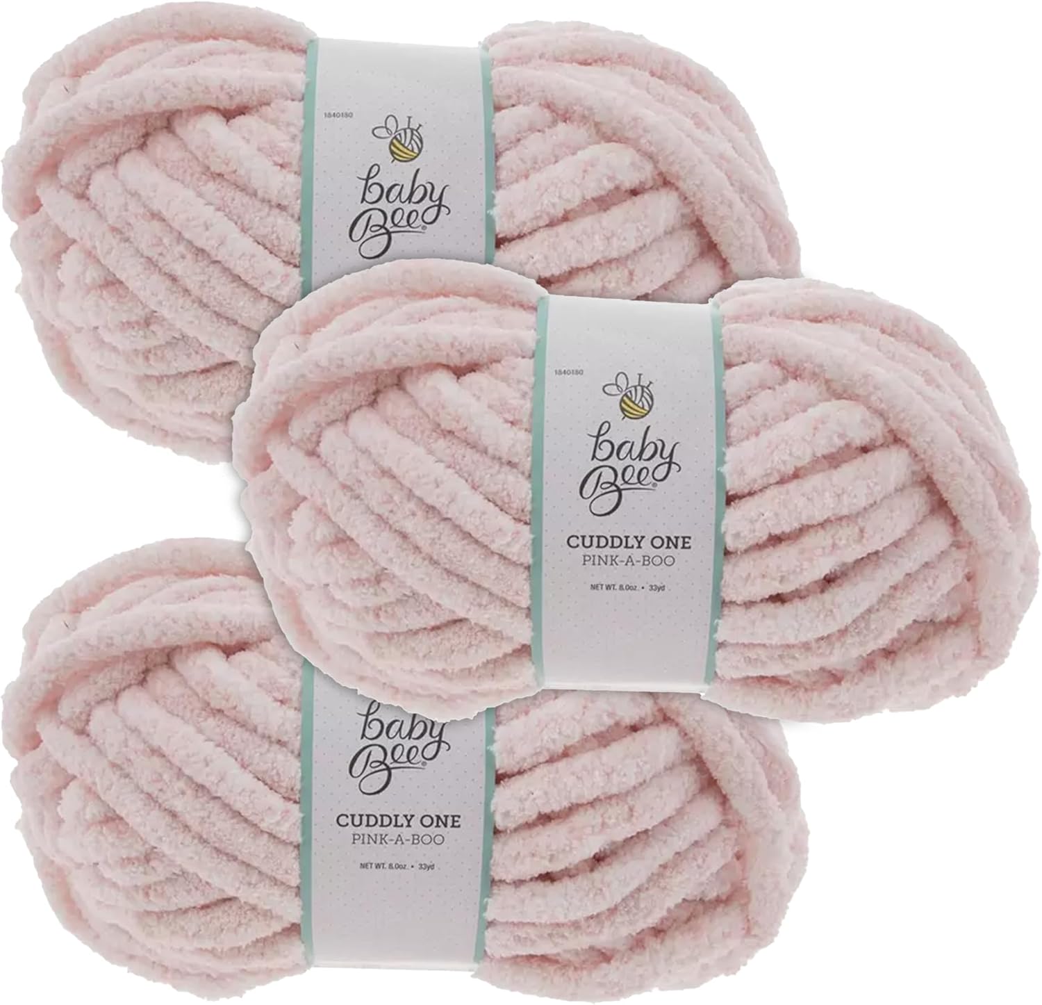 (Pink-A-Boo) Baby Bee 7 - Jumbo Polyester Yarn for Crocheting & Knitting Soft Yarn Skein 33 Yards for Blankets, Hats, & More Craft Supplies Set of 3