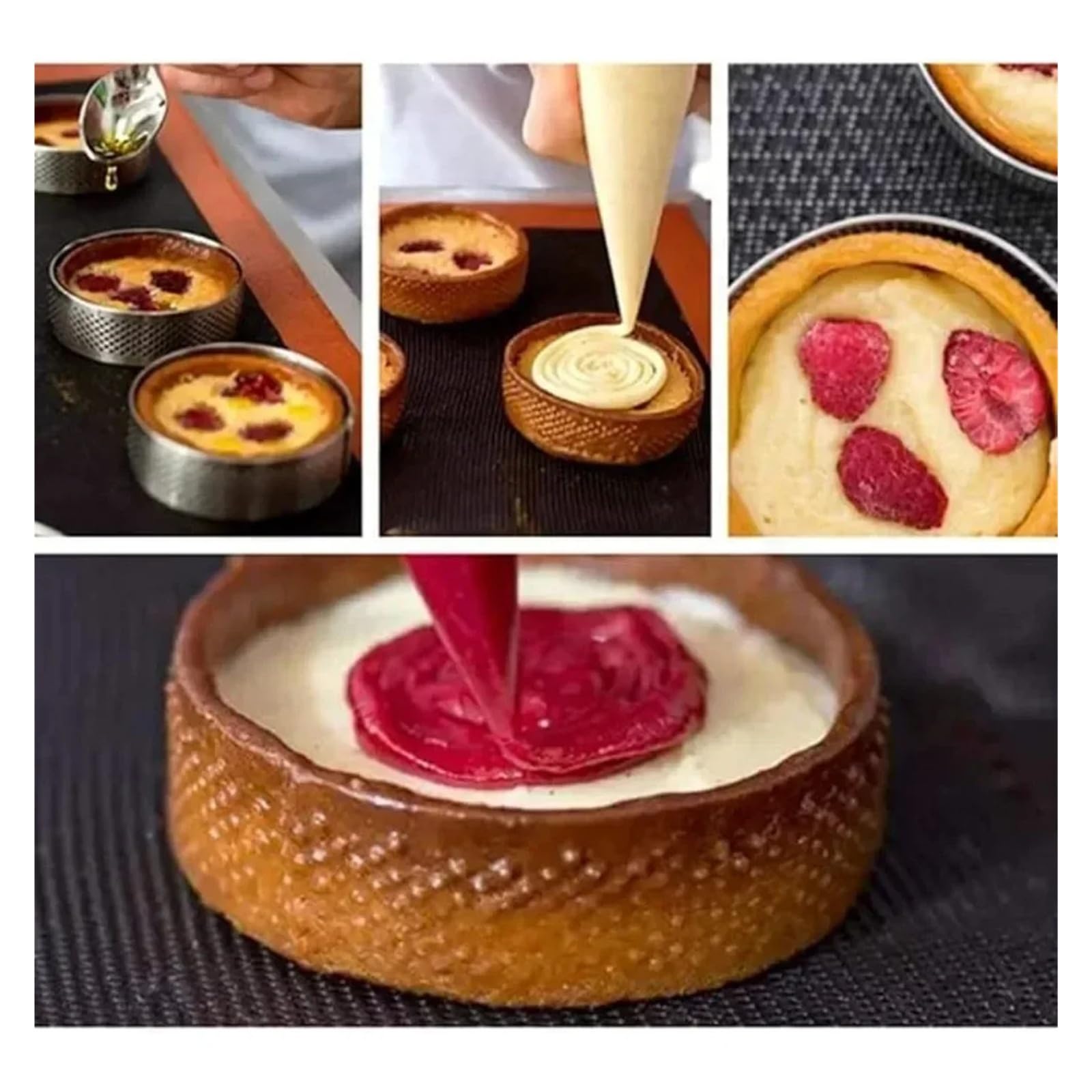 10PCS Rotondo In Acciaio Inox Crostata Anello Resistente Al Calore Forato Stampi FAI DA TE Mousse Torta di Frutta Tartlet Ciambella Stampo Utensili Da Cucina(10PCS-8CM)