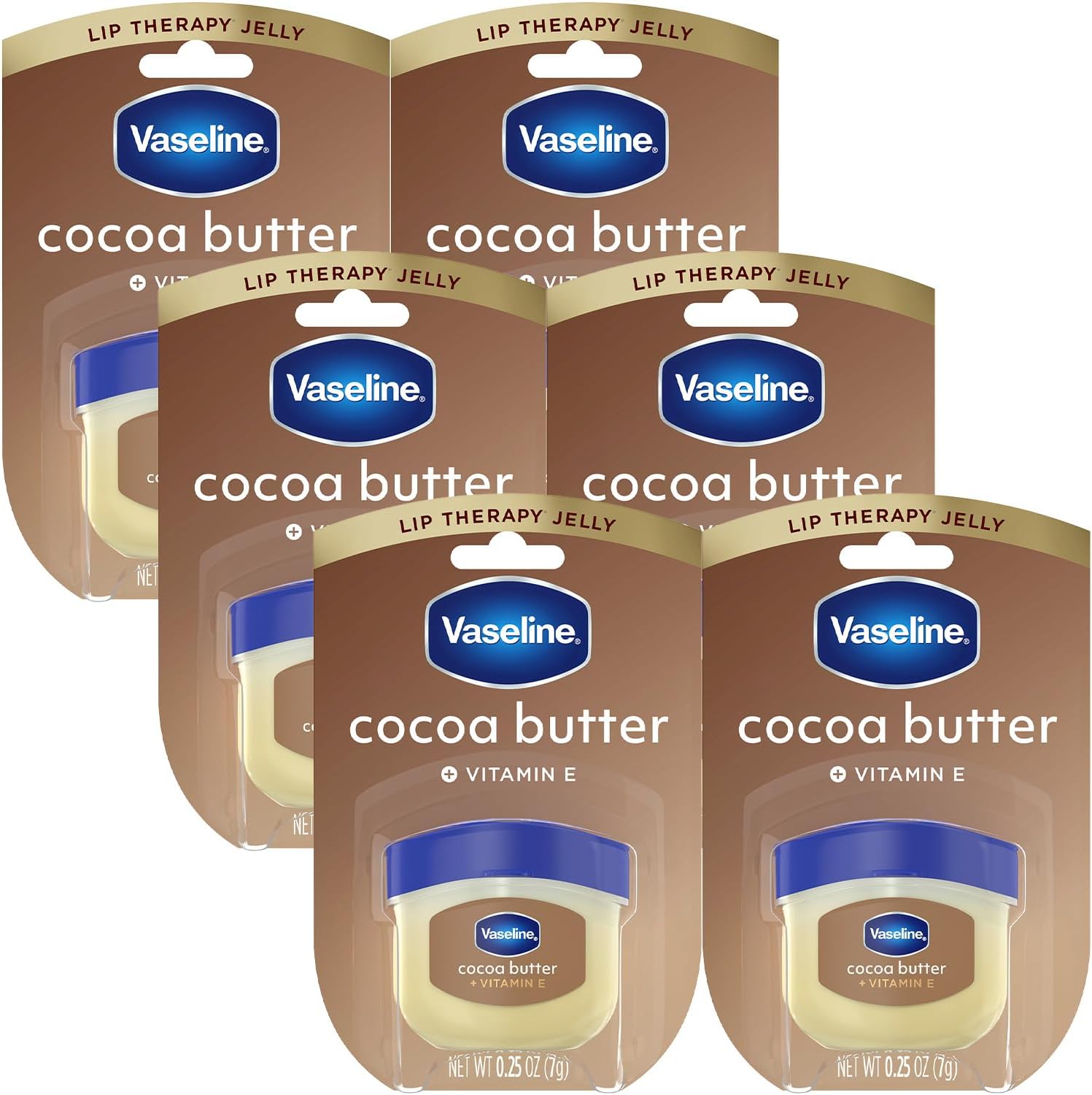 Lip Therapy Cocoa Butter 6-Pack – Mini Lip Balms for Soft, Glowing Lips, 0.25 Oz Ea
