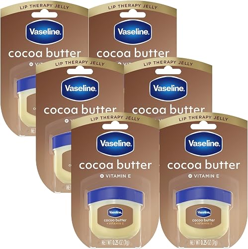 Vaseline Lip Therapy Cocoa Butter 6-Pack – Mini Lip Balms for Soft, Glowing Lips, 0.25 Oz Ea