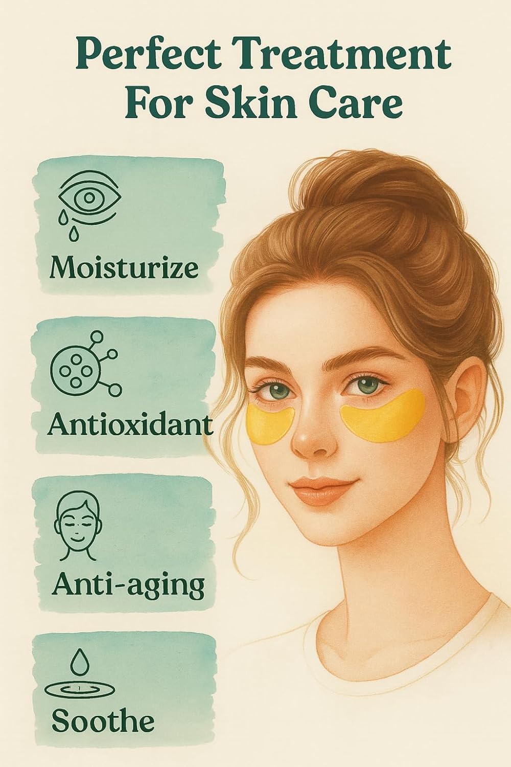 Judee Under Eye Patches, 60 Pieces, Collagen Anti-Ageing Eye Mask for Dark Circles, Fine Lines and Puffiness (GOLDEN) 2