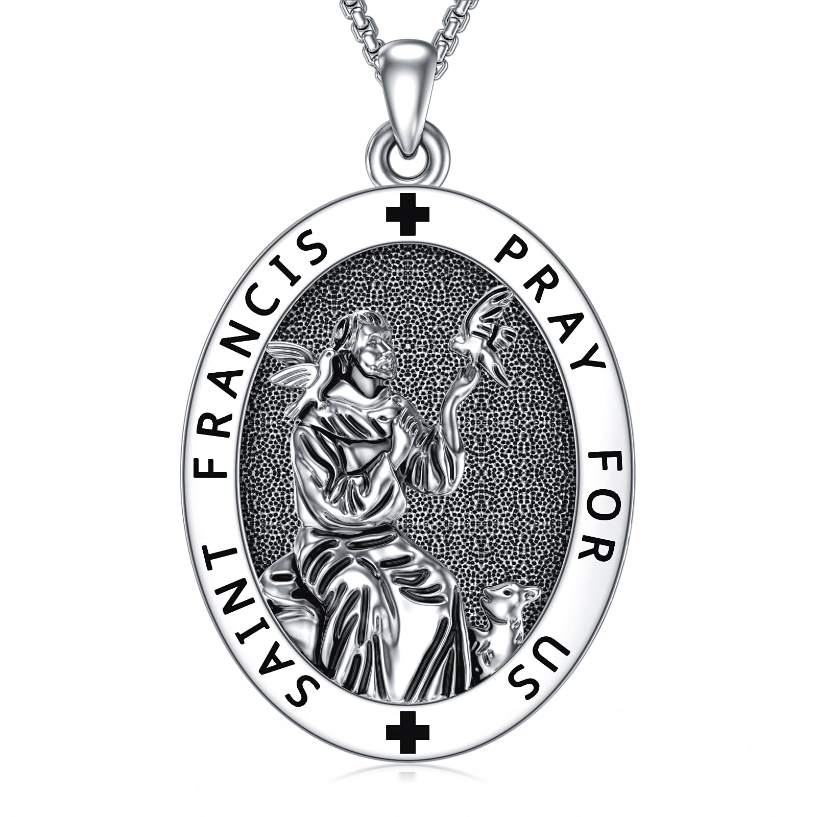 SwordgodSaint Patron Necklace for Men Women 925 Sterling Silver St Medal Protection Necklace Catholic Religious Amulet Gifts for Christmas Father Son Brother Husband