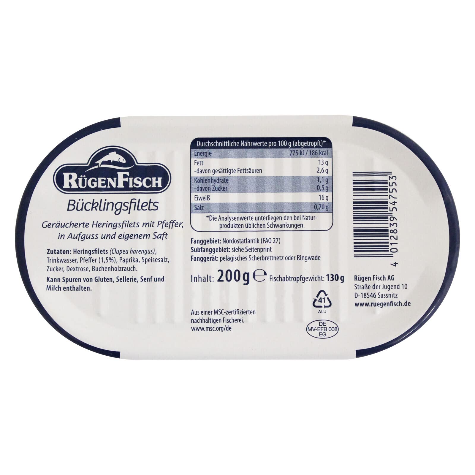19er Pack Rügen Fisch Pfeffer-Bücklingsfilets (19 x 200 g)