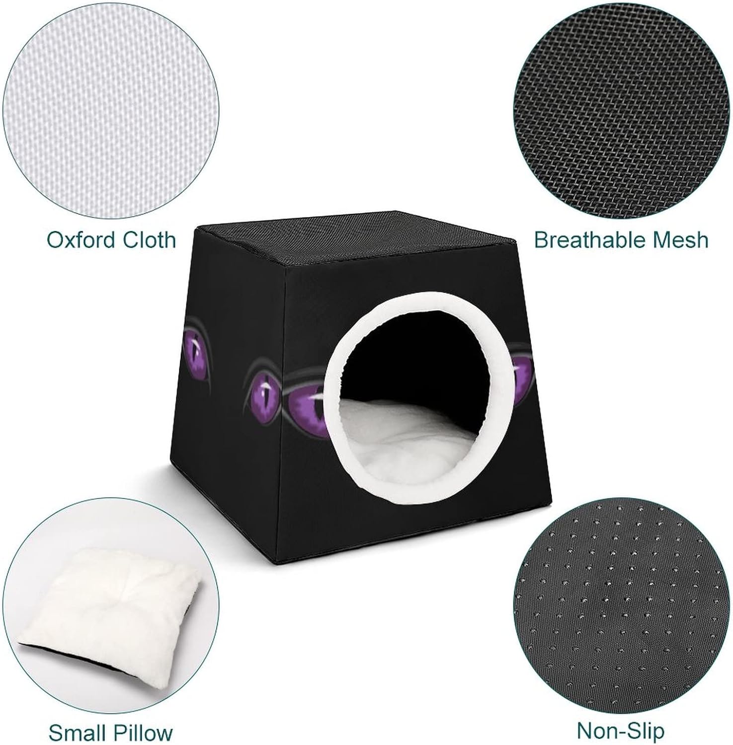 review Printed Pet House for Cats or Small Dogs Indoor Cat Bed Sofa Outdoor Cat Cube Condo Purple Panther Eyes