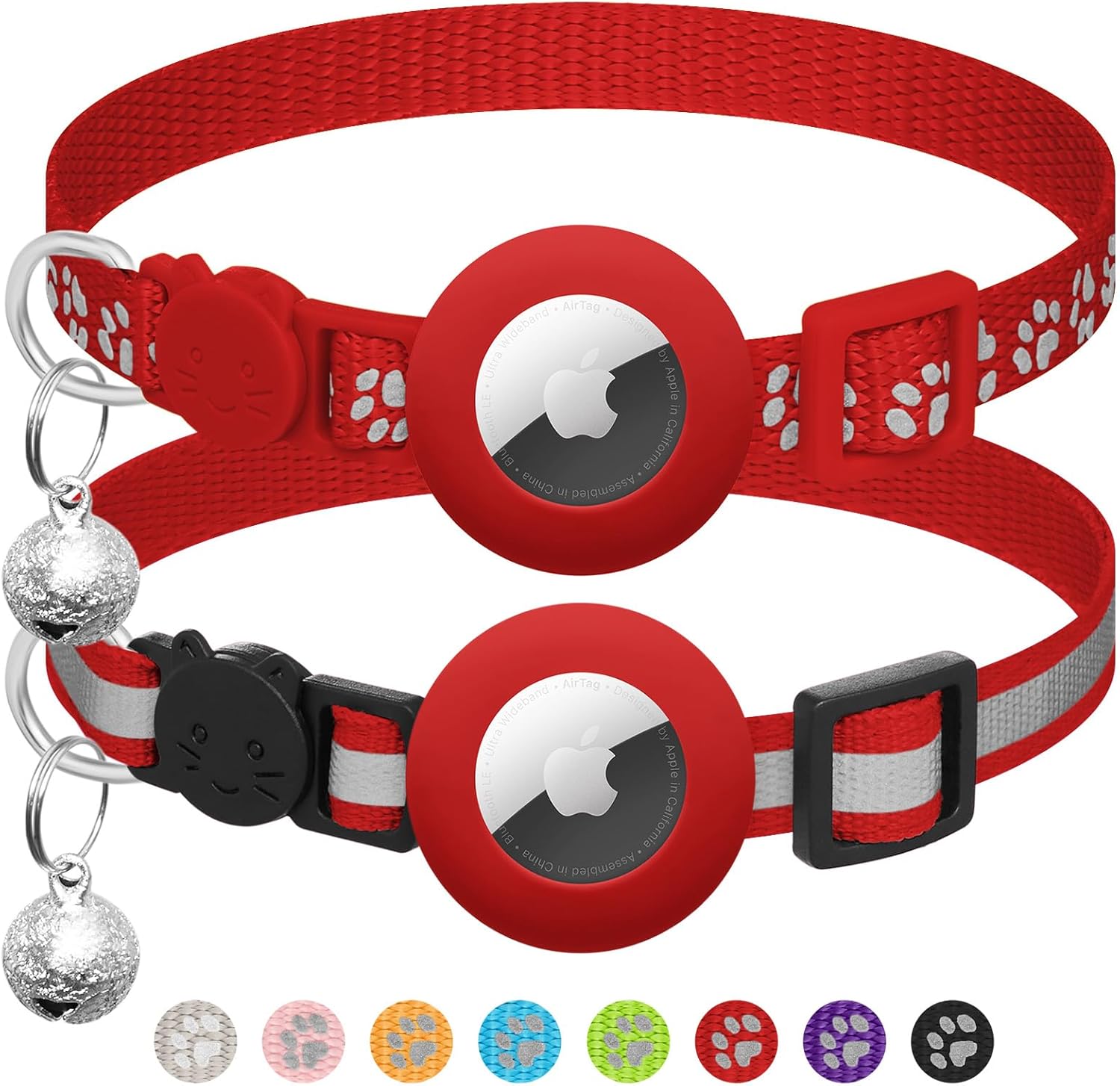 Pet Supplies 2 Pack Airtag Cat Collar Breakaway with Bell,Reflective