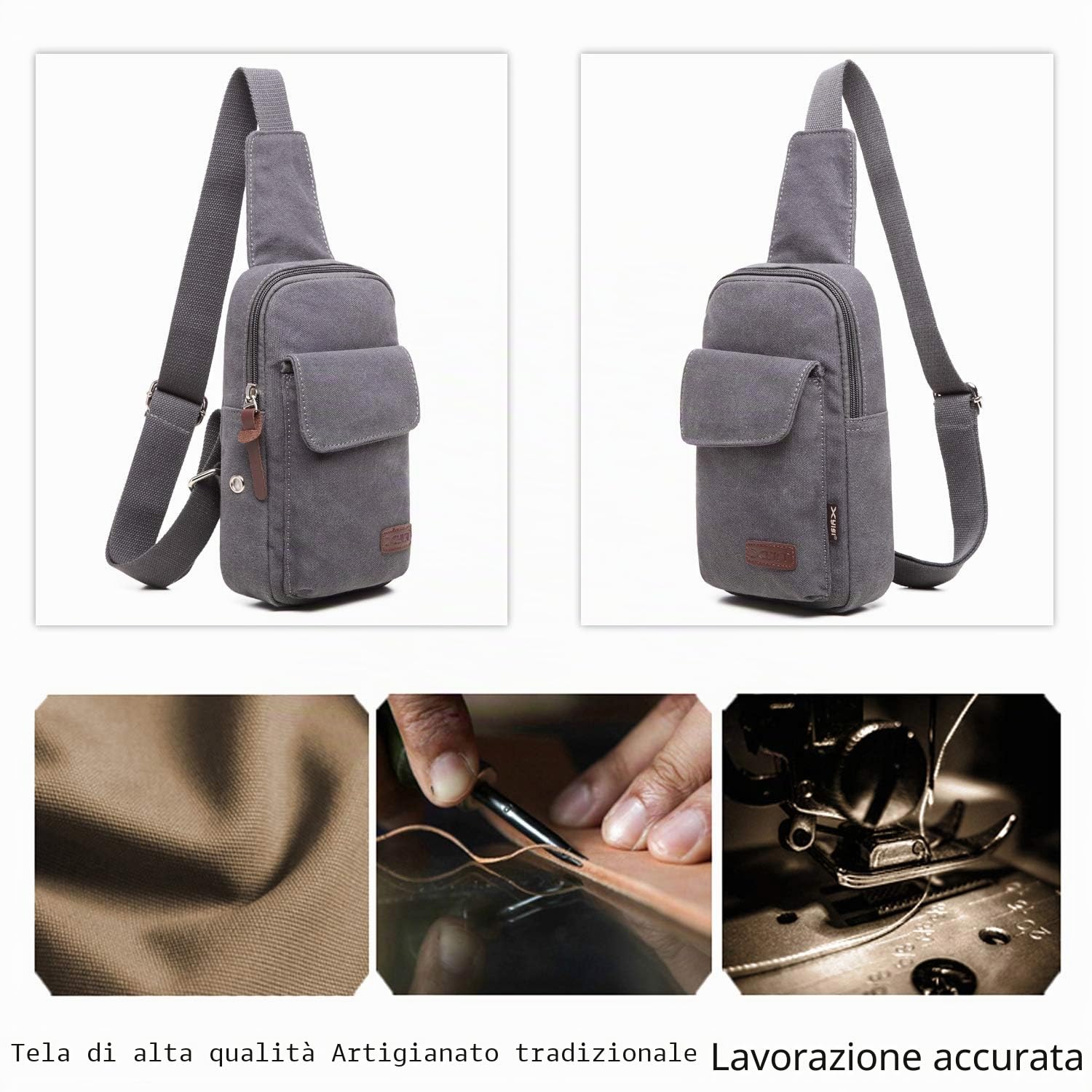 FANDARE Monospalla Uomo Zaino Monospalla Borsa di tela Borsello da Uomo Sling Bag Borsa a Tracolla Borsa Sportiva Viaggio, Campeggio, Hiking