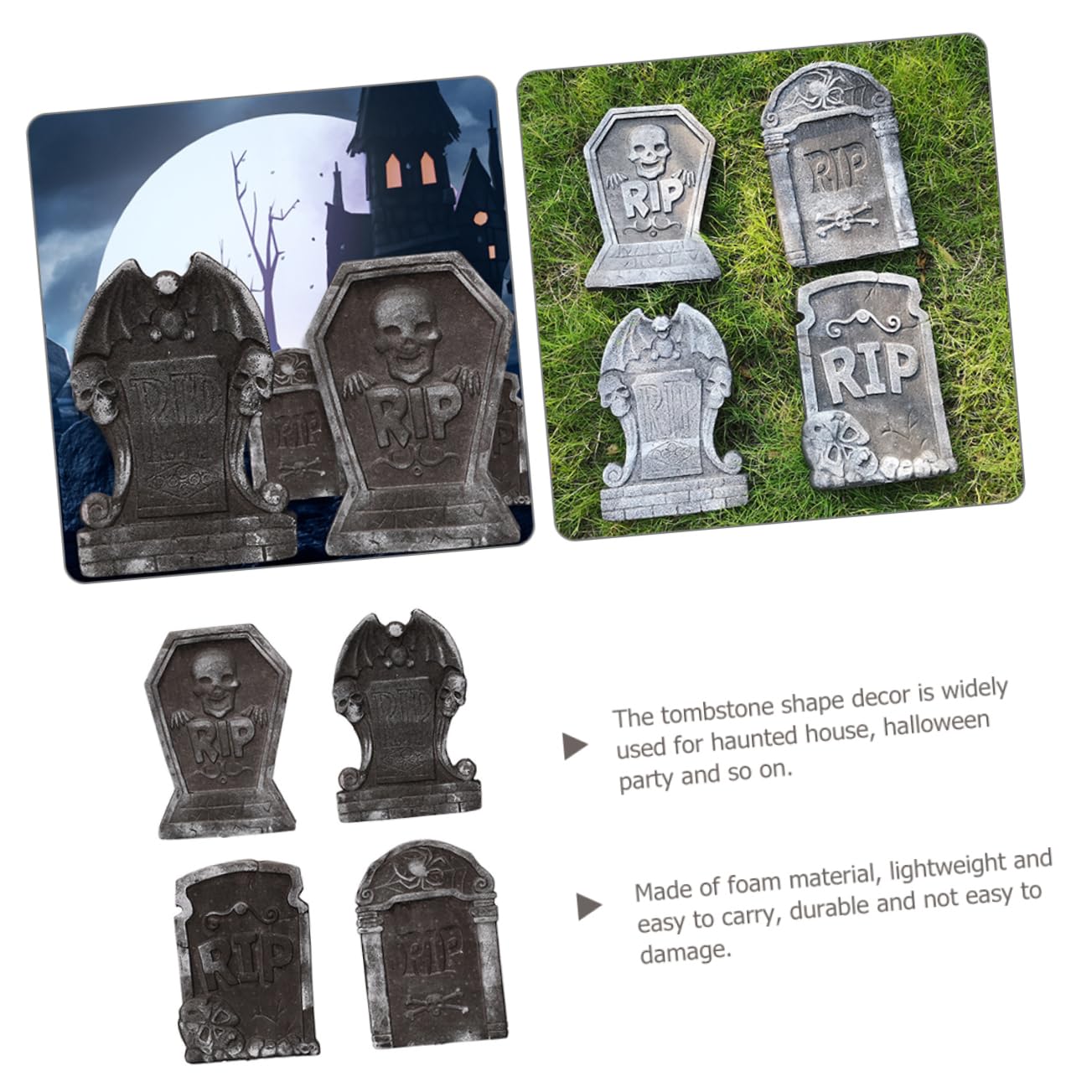 4pezzi Decorazioni Spettrali per Halloween Lapidi Leggera per e Feste Stile Random Accessori per Atmosfera Inquietante