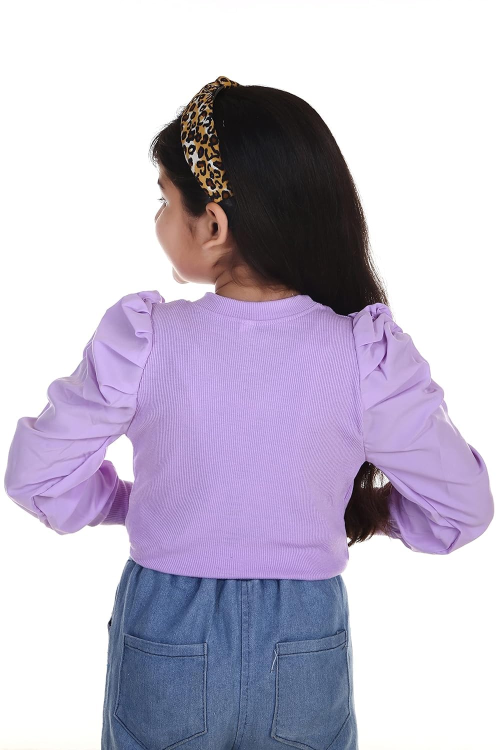 KIROTO Stylish & Fancy Full Sleeves Tops for Girls Puff Sleeve Top (Cotton) Girls Kids Top (13-14 Years) Purple 3