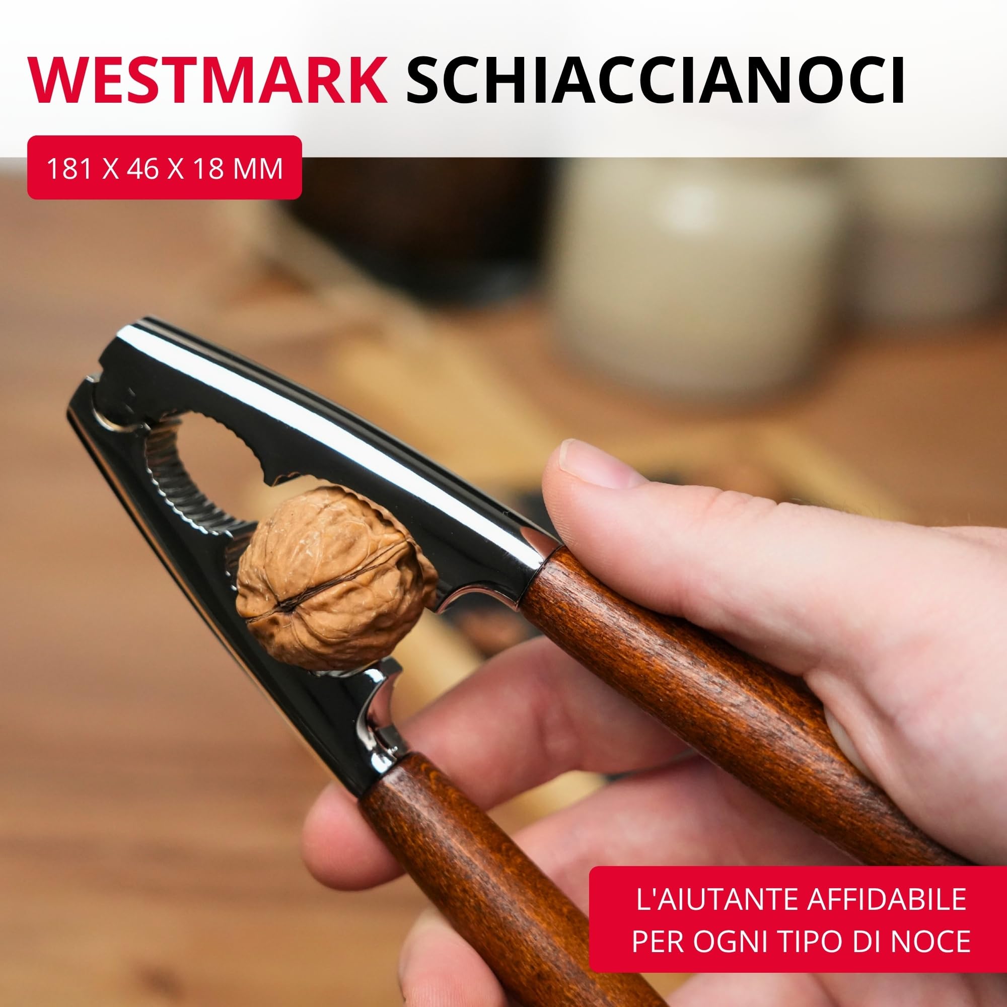 Westmark Schiaccianoci, Monopol Edition, con manico in legno, lunghezza: 18,1 cm, zinco pressofuso, Estetico, argento/marrone, 16803360
