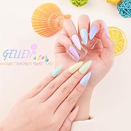 Gellen 16 Colors Gel Nail Polish Kit, with Top Base Coat - Fresh Macaron Girly Colors Collection, Popular Bright Nail Art Solid Sparkle Glitters Colors Home Gel Manicure Set