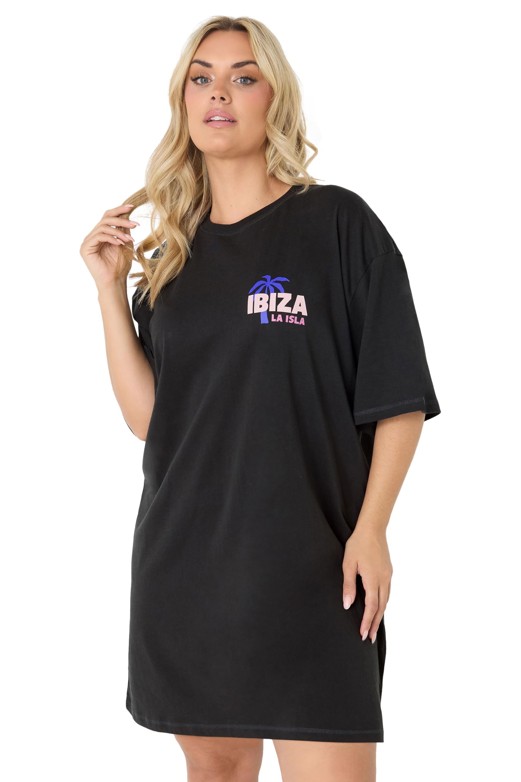 Yours Women's Black Short Sleeve Nightdress In | Size: 22-24