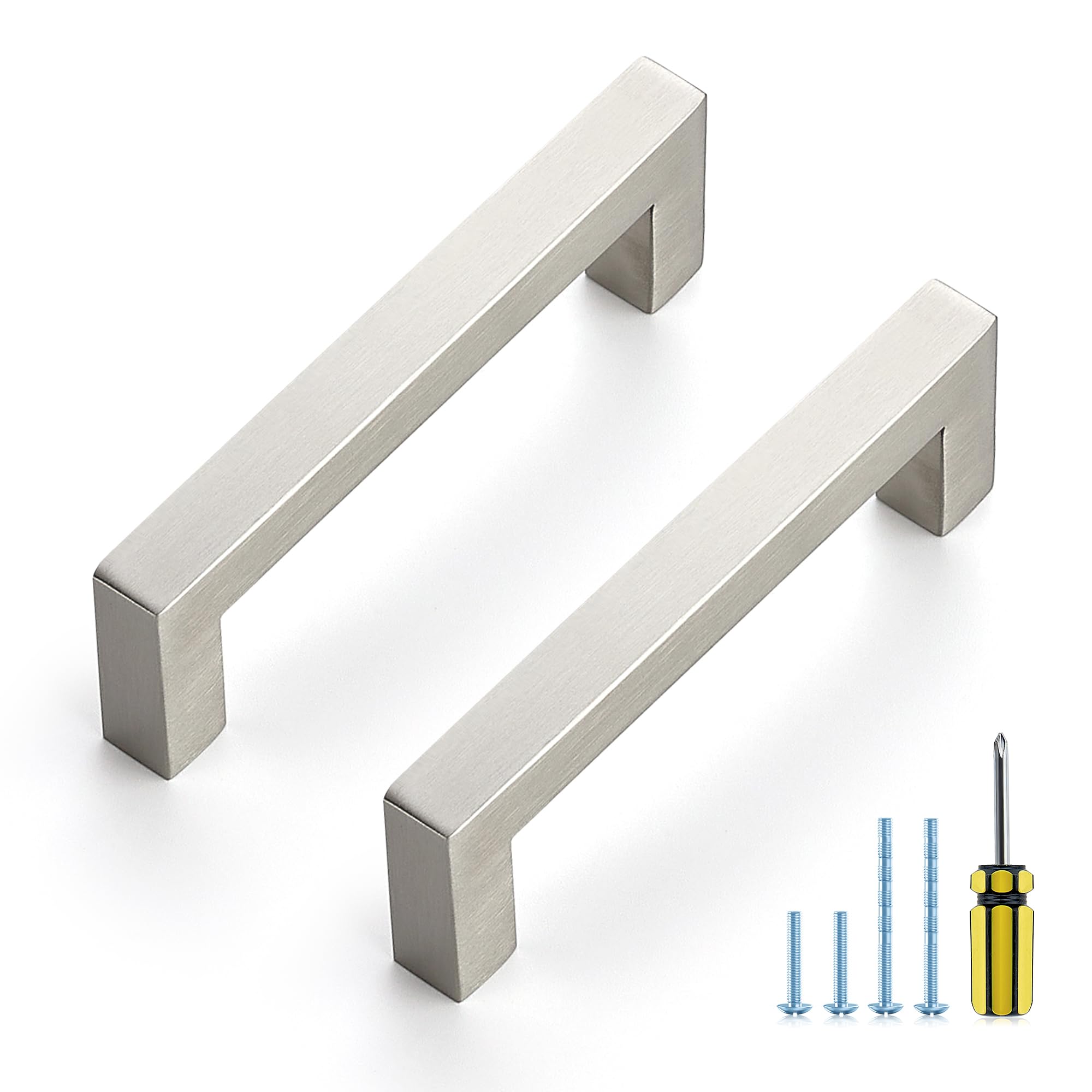 Ravinte Brushed Nickel Square Pulls Cabinet Handles,4 Inch,5 Pack