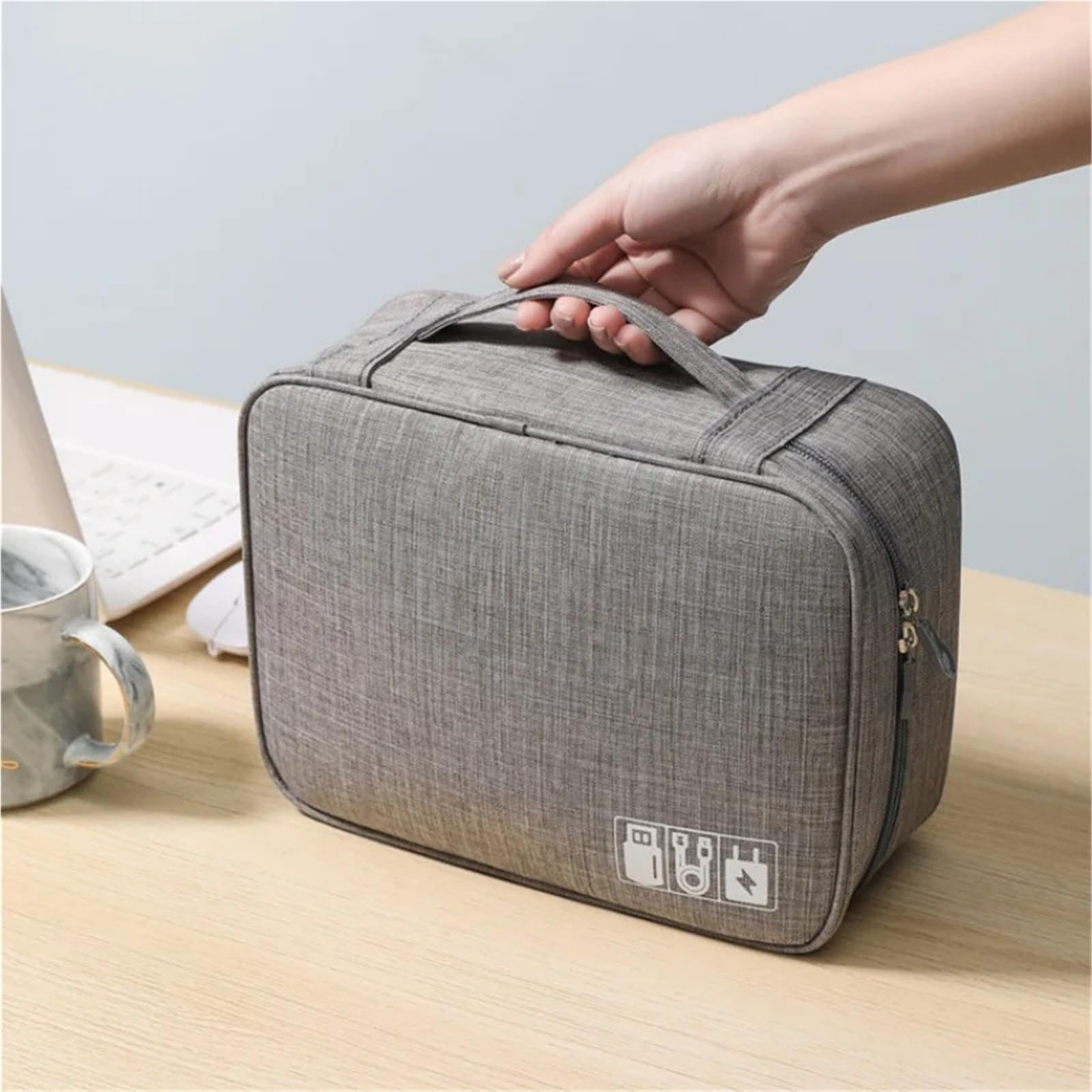 Borsa Organizer Per Cavi Borsa da viaggio elettronica digitale Custodia multifunzione for auricolari Cavo dati Caricabatterie for accessori Protezione disco rigido(Deep red)