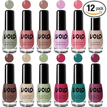 Volo Color Rich Toxic Free Perfection Shine Nail Polish Set of 12 (Light Purple, Light Pink, Pink Nude, Dark Nude, Nude, Mischievous Mint, Passion Pink, Radium Green, Peach Pink, Light Wine, Red Gold, Golden Chrome)