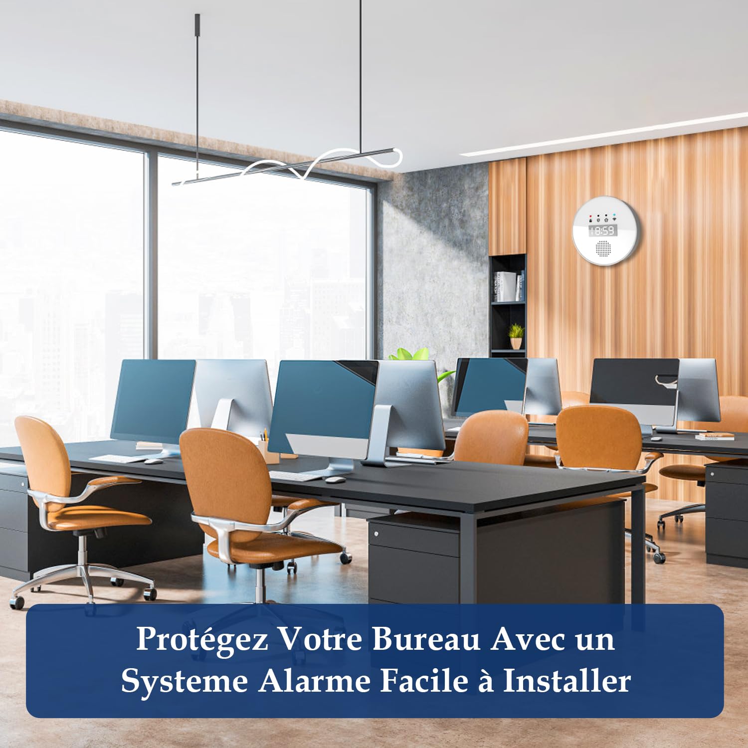 YISEELE Alarme Maison sans Fil: système de sécurité Wi-FI 5 GHz avec Horloge - 1 Sirène 125dB - 6 Capteurs Porte/Fenêtre - 2 Télécommandes - 1 Hub - Compatible Alexa & Google Home