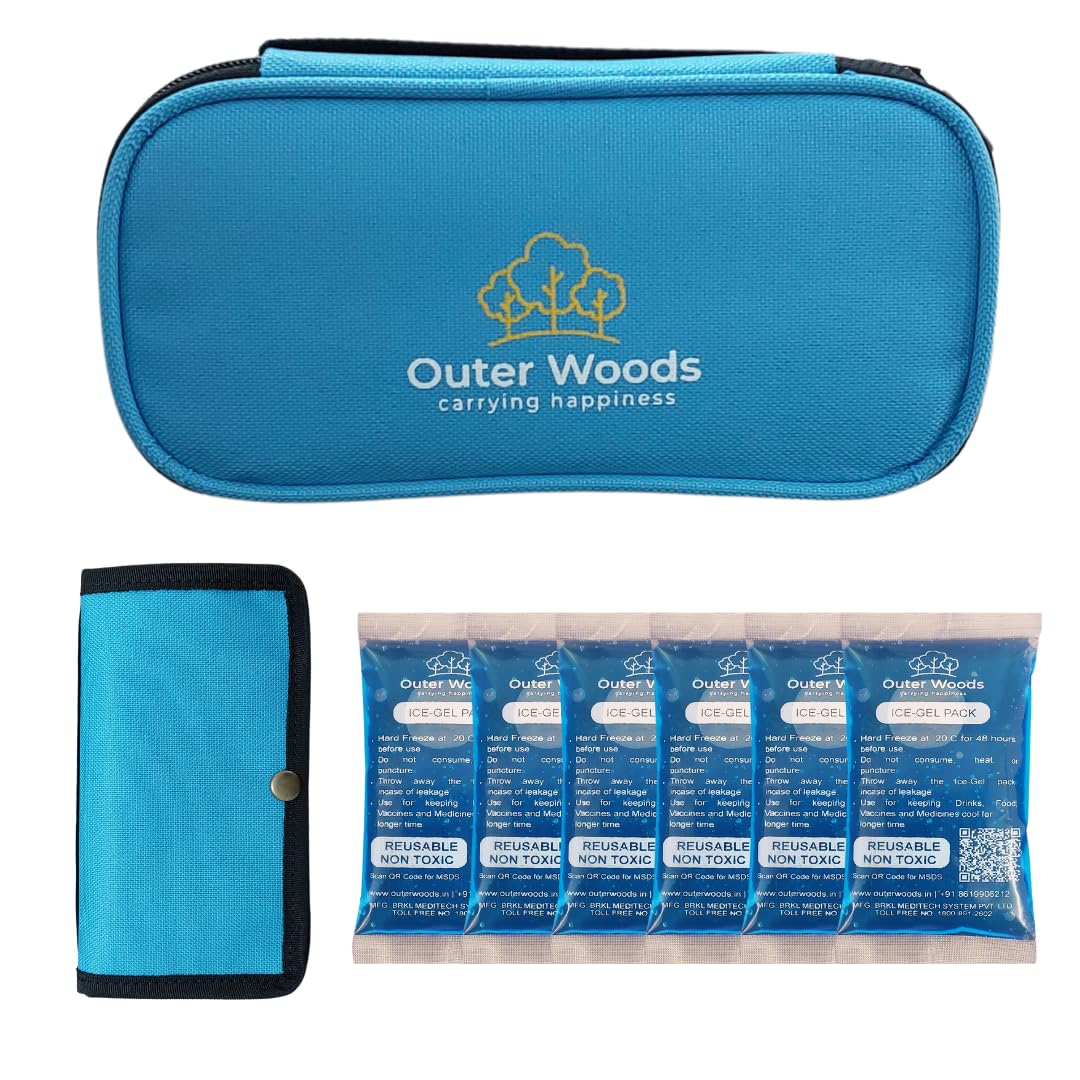 Outer Woods Insulin Cooling Travel Bag for Diabetics Combo Pack (Combo 4-4 Units Extra Ice Gel Packs) - Sky Blue-image-29