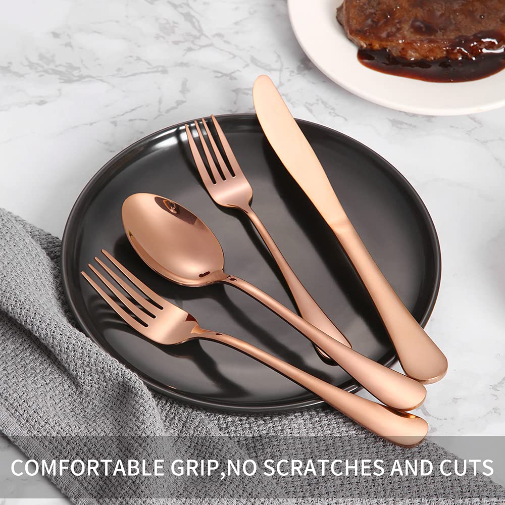 Xingjiake 40-Piece Rose Gold Silverware Set, Stainless Steel view 6