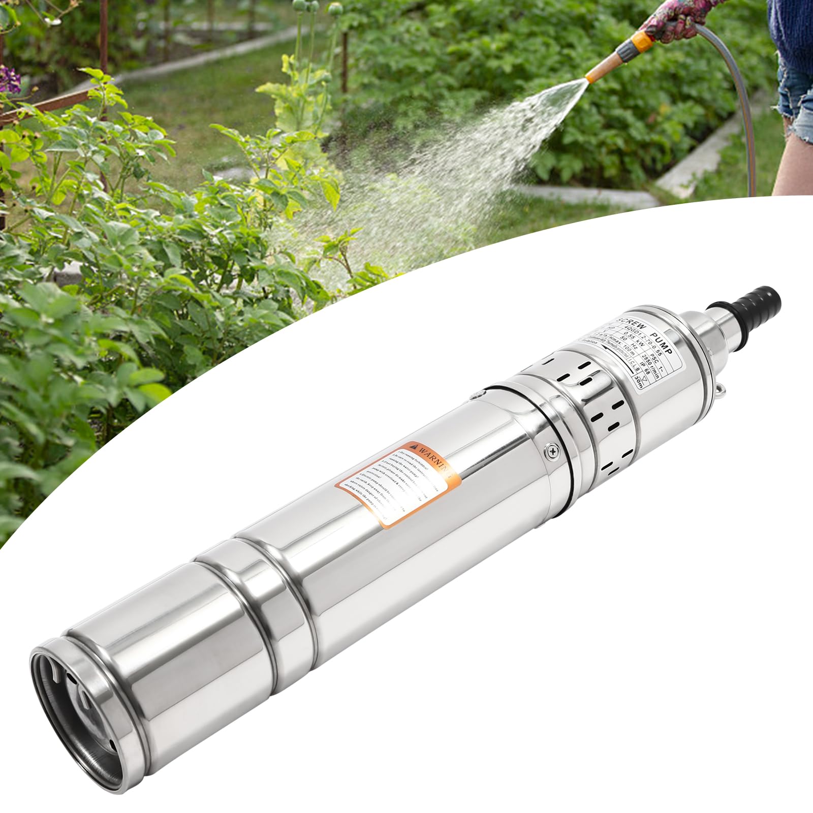 Tiefbrunnenpumpe 230V 550W Edelstahl Brunnenpumpe Wasserpumpe Rohrpumpe Unterwasser Brunnenpumpe für Garten und landwirtschaft Bewässerung (10m/ 32.81 ft)