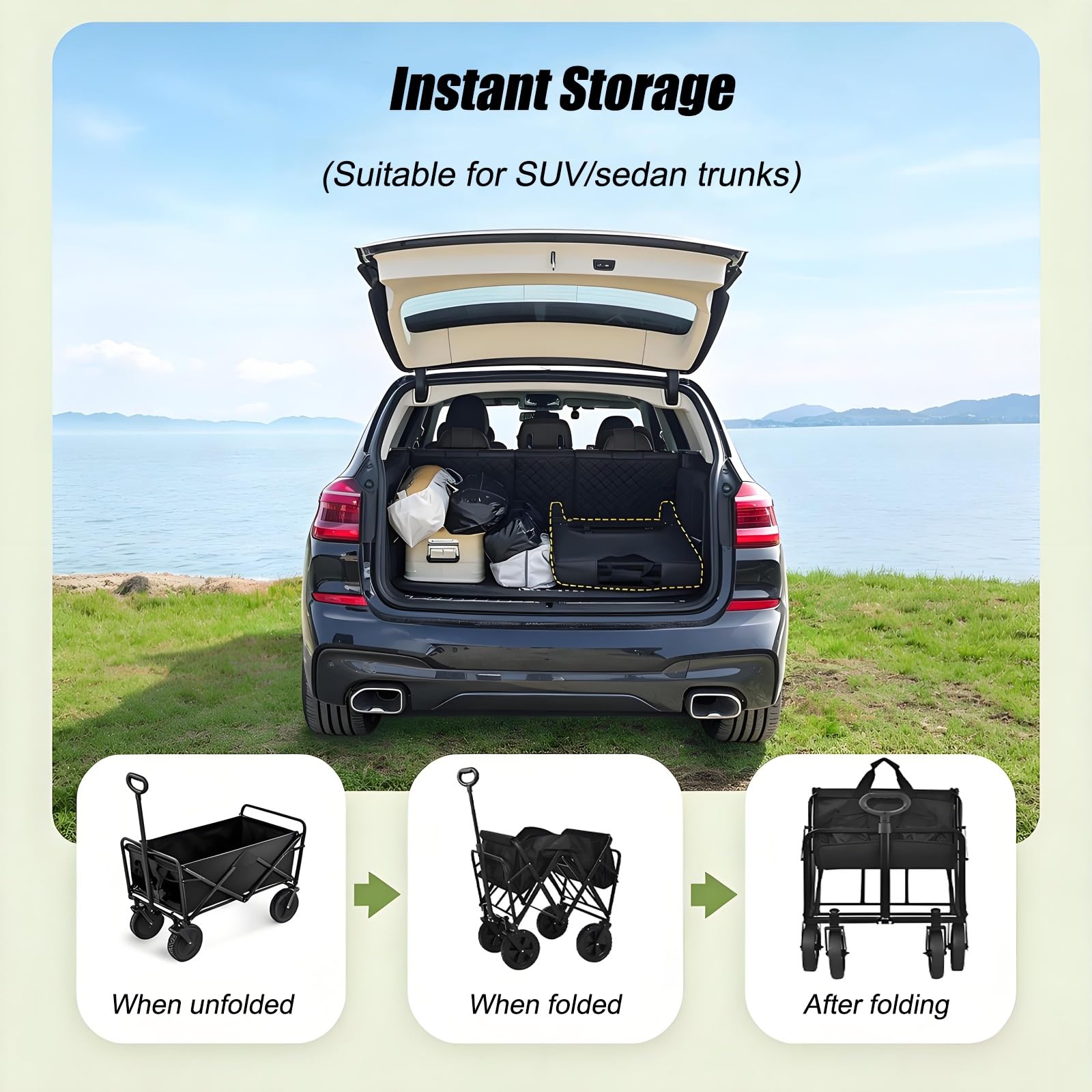 Carrito de Venta Ambulante Plegable, Puesto Portátil para Vendedores de Comida, Ideal para Mercados Callejeros, Ferias y Eventos al Aire Libre(Beige)