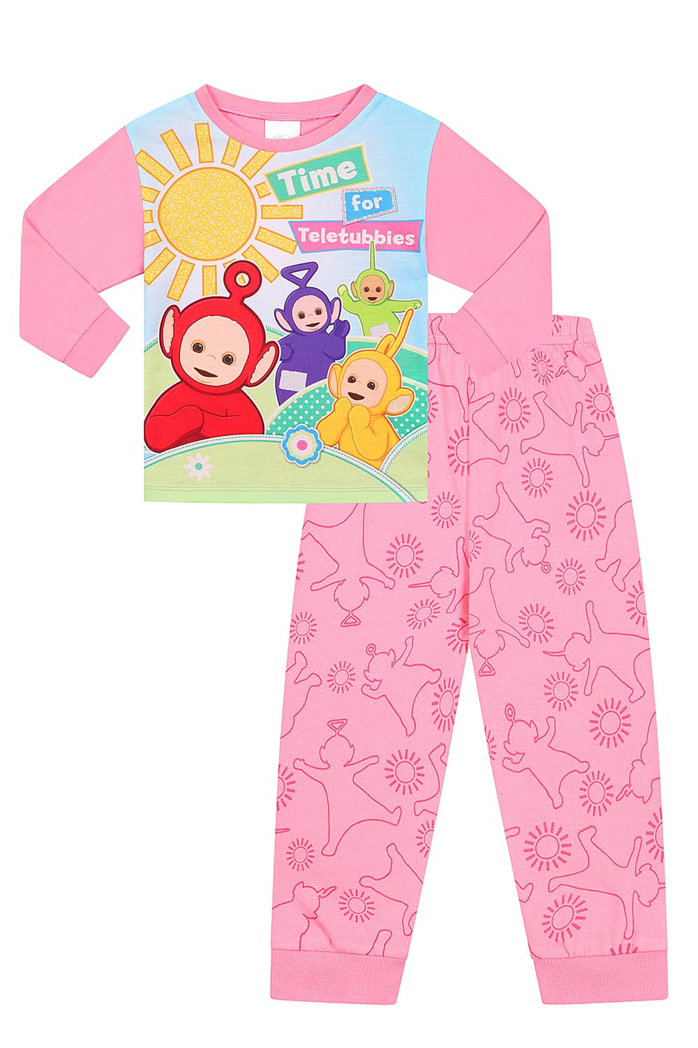 Teletubbies Girls Pink Time Long Pyjamas Pjs For Kids (9-12 Months)