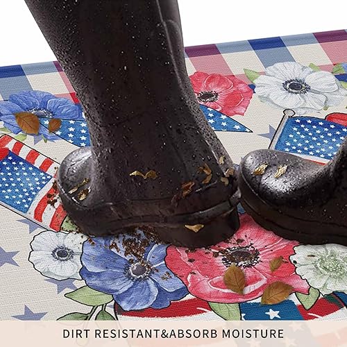 Vista 593 de Tapete de Feliz Navidad, tapete antideslizante para puerta delantera, baño, cocina, dormitorio, patio, entrada, 16 x 24 pulgadas, rojo, negro y verde