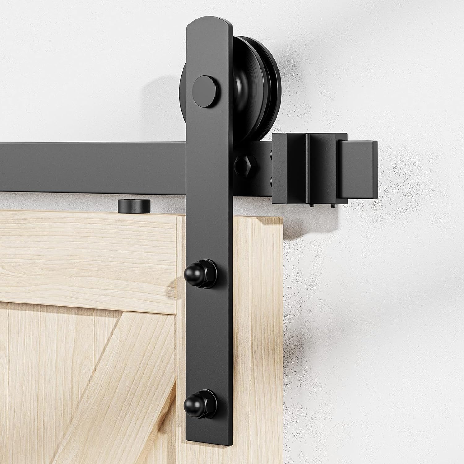 Sliding Barn Door Hardware Rollers, Silencer Design, Fit 1 3/8-1 3/4" Thickness Door Panel, Black-2 Pack