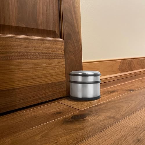 Miniatura 4 de Paquete de 4 topes de puerta de acero inoxidable de 3.54 x 3 pulgadas, topes de puerta de piso de alta durabilidad y seguridad, topes de puerta con