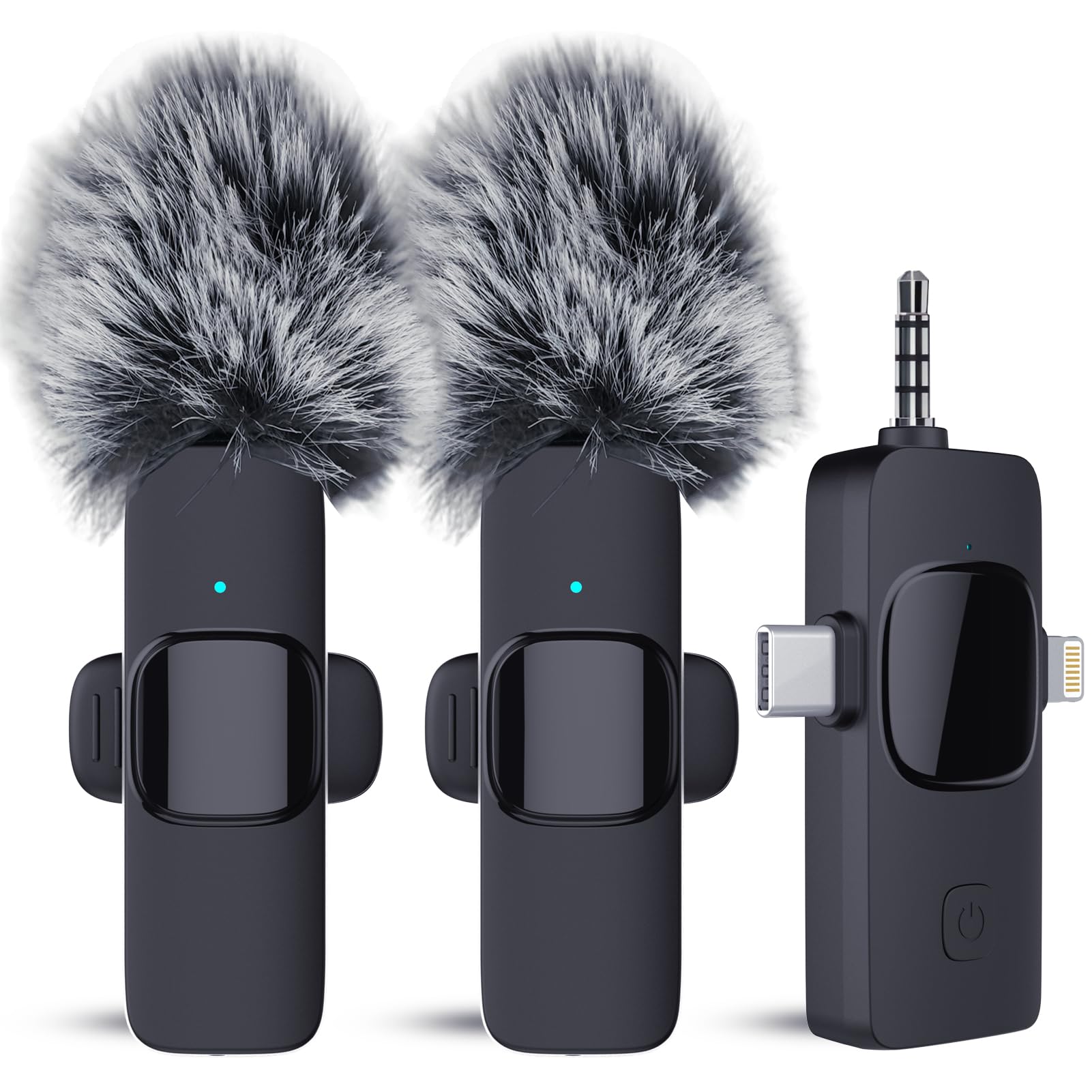 HITROLINK Wireless Lavalier Microphone with Charging Case, Dual Lavalier Microphone for Interviews, Live Streaming, YouTube, TikTok, Vlog, 30H Working