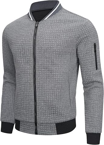 SAVKOOV Mens Lightweight Jacket Casual Bomber Jacket Varsity Coat