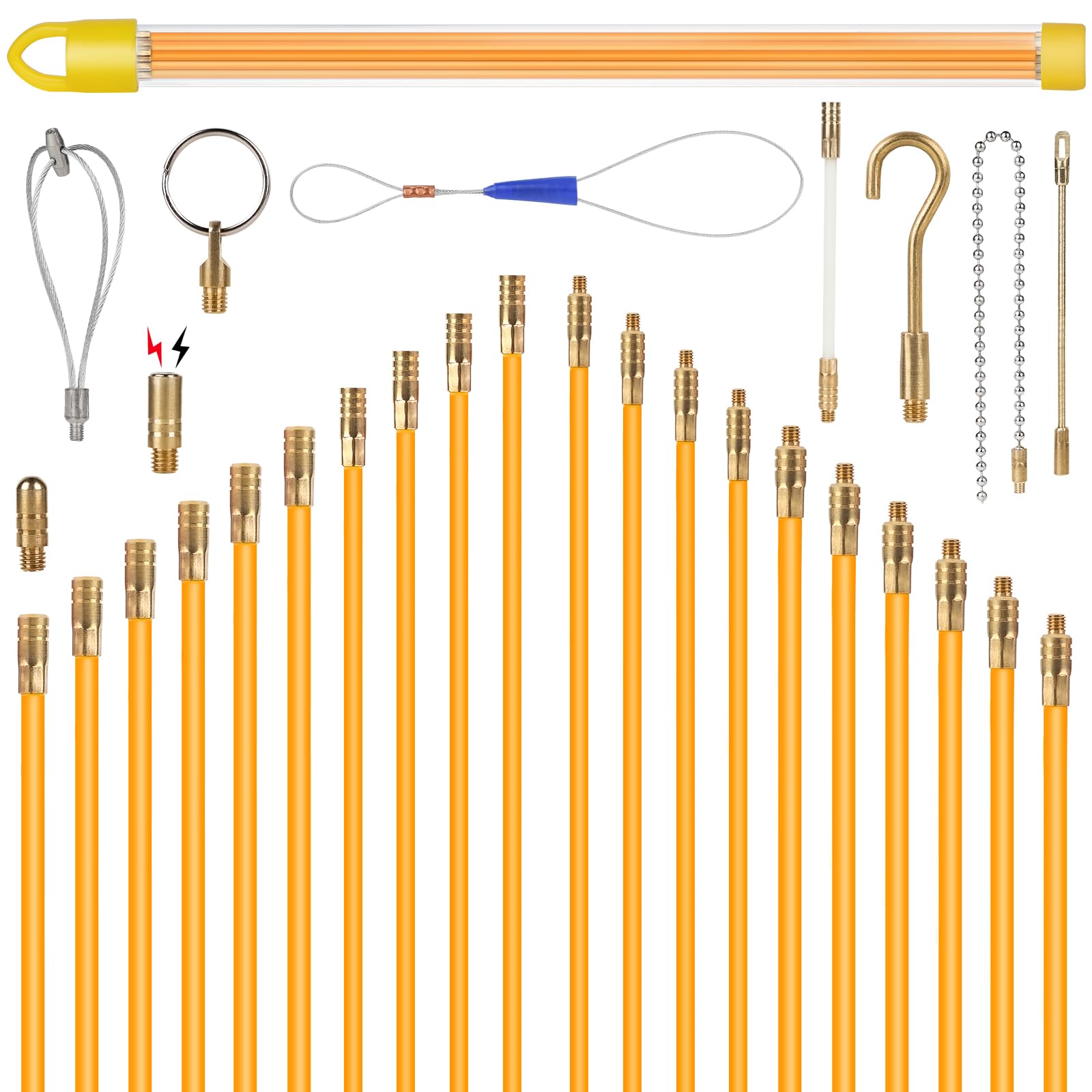 EFUTURETIME 10 x Aiguille Tire Fil Electrique Fibre de Verre 1M (Ø 4mm x 4, Ø 6mm x 6), Aiguille Fibre Optique Flexible, Jeu de Baguettes Fibre de Verre avec 9 Accessoires