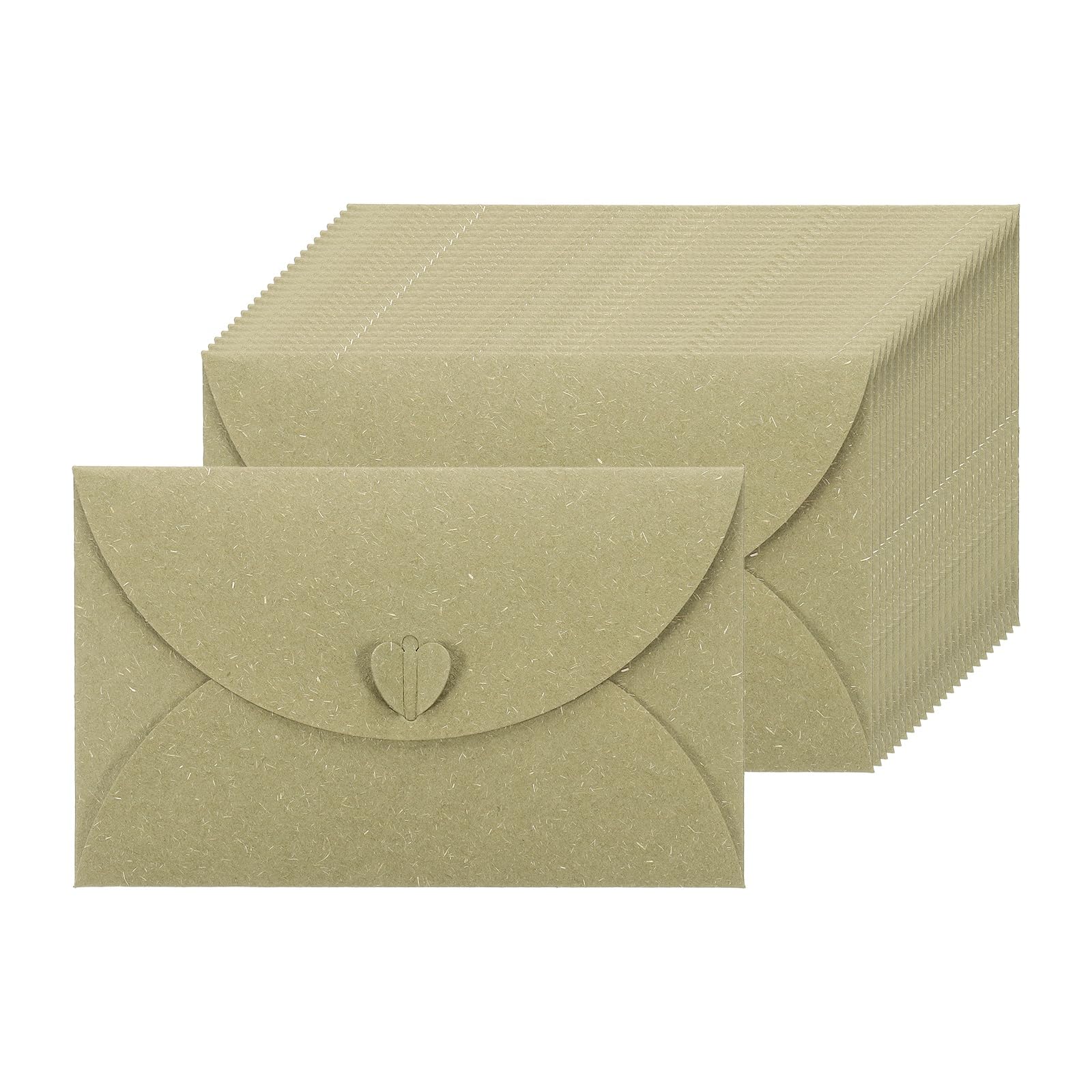 PATIKIL 24pcs Card Envelopes (110 x 175 mm) - Cute Envelopes Holder with Heart Shaped Clasp, for Business Party Greeting Invitation Birthday Weddings, Green