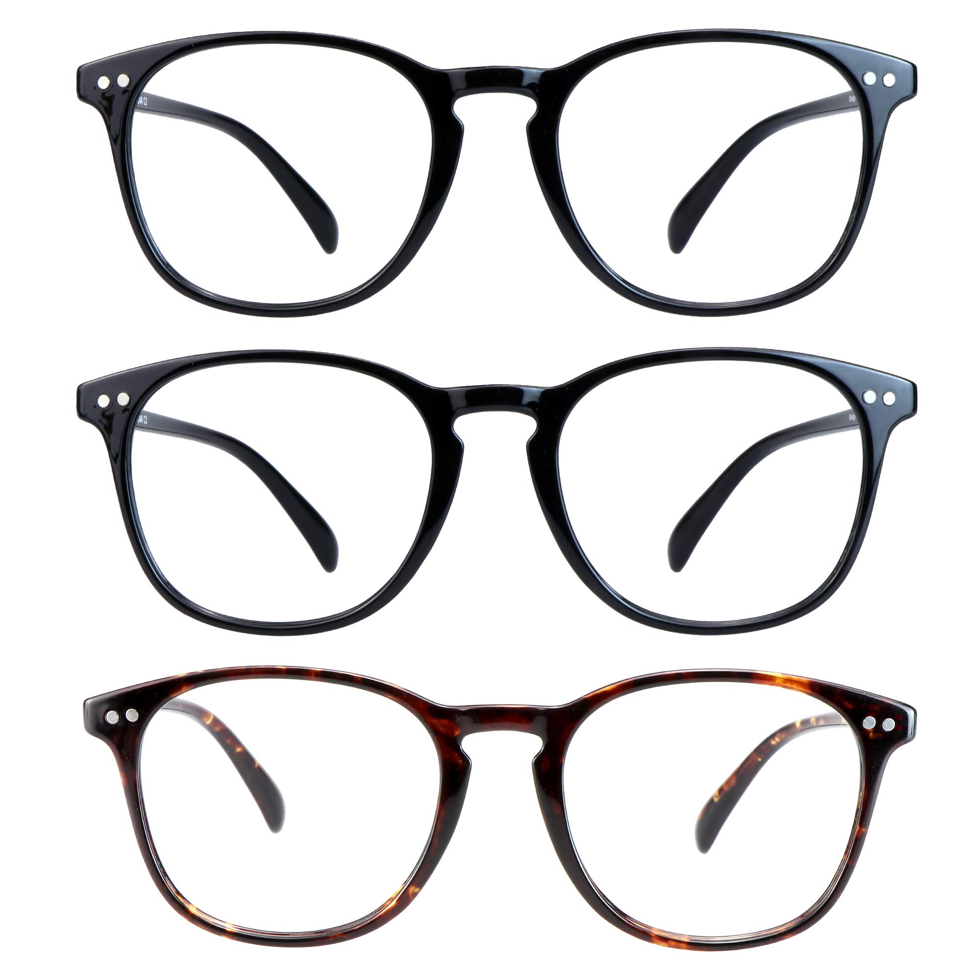 Blue Light Blocking Glasses 3 Pack Square Frame Computer Gaming Reading Glasses Men Women Anti Eyestrain