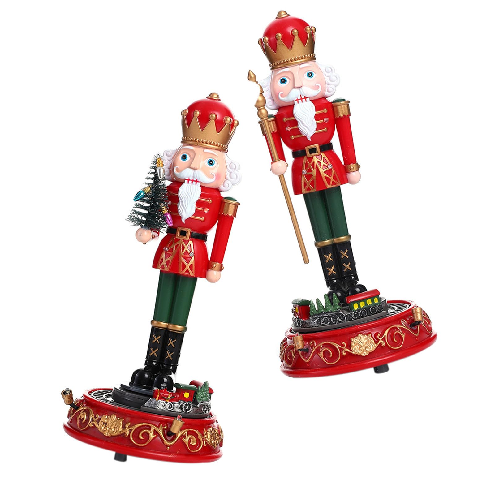 NUOBESTY 2 Stück Nussknacker Weihnachtssoldat Kunststoff mit Beleuchtung