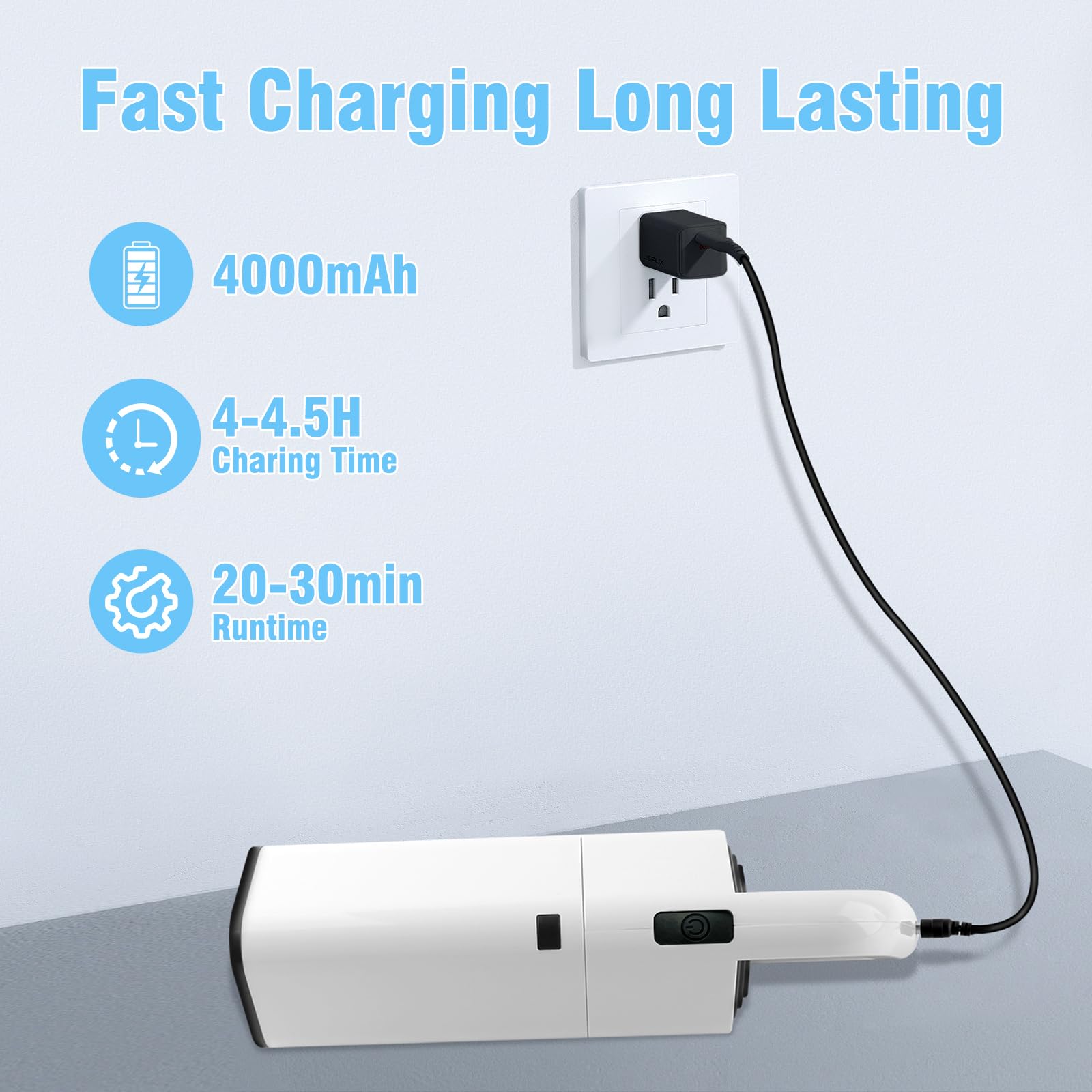 Handstaubsauger Akku, 20000Pa Auto Kabellos | Staubsauger Testsieger mit Waschbar HEPA-Filter Mini Kleiner Wiederaufladbarer Handstaubsauger für Tierhaare, Büro, Haus