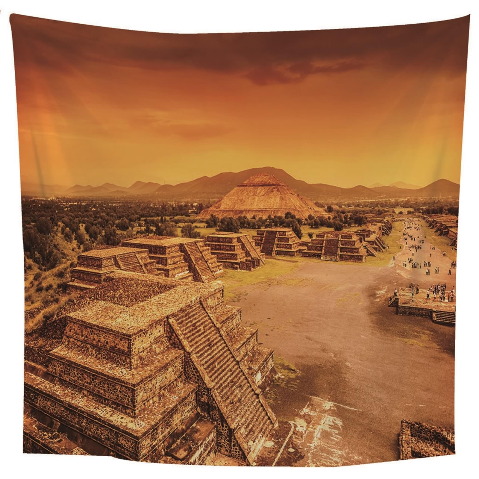 Lieson Wandteppich Pyramide, Wandtücher Orange Wandteppiche für Wohnzimmer Wohnheim Heimdekoration, 260x240CM