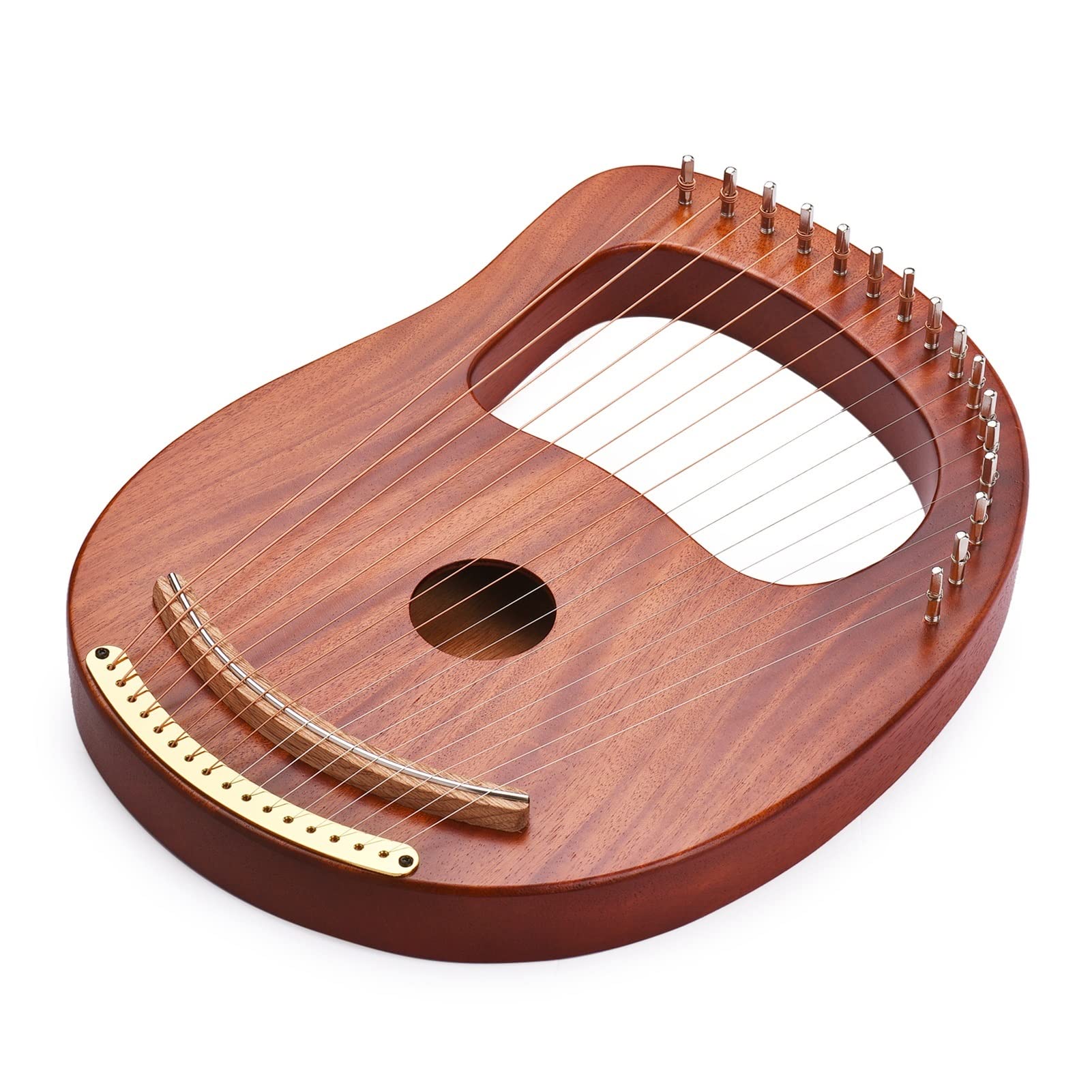 Leierharfe Aus Holz – Tragbares Saiteninstrument In Halbmondform Mit Stimmschlüssel & Zubehör (8 Saiten, Holzfarbe)