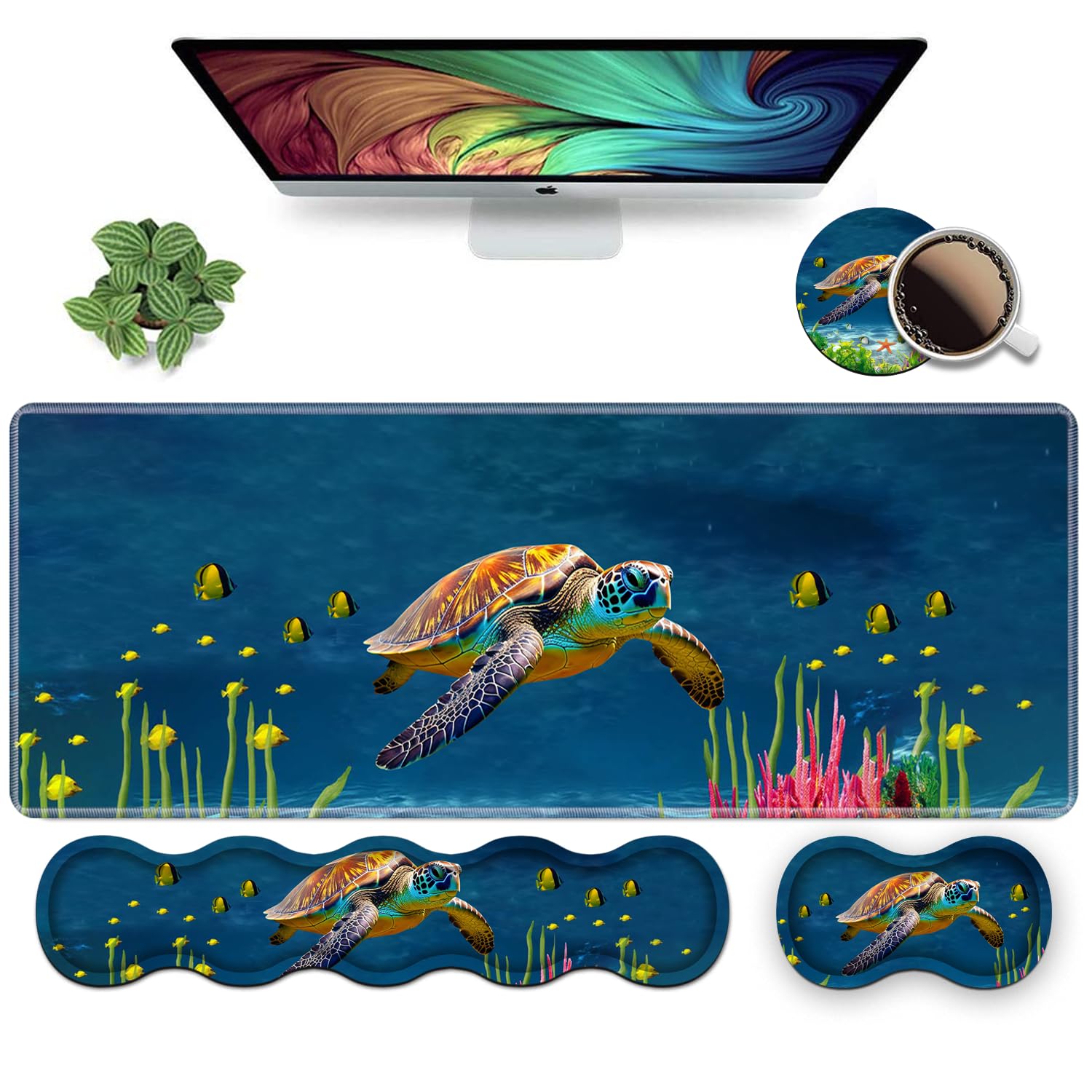 Ergonomic Keyboard Wrist Rest and Mouse Pad Wrist Rest Set, Large XXL Gaming Mousepad 31.5"x 11.8", Memory Foam, Easy Typing Pain Relief,