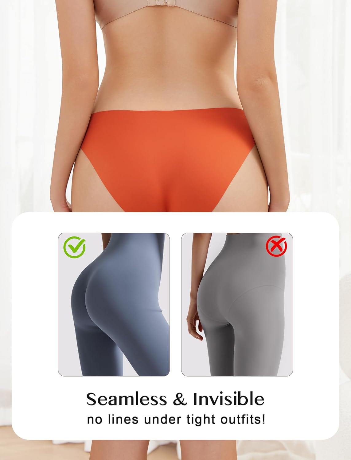 ANSUKOO Women's Seamless Bikini Underwear 6Pack,No Show Ladies Hipster Panty, No Line Silky Undies,Invisible Multipack Briefs - Image 4