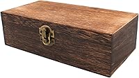 HingoFuni Rustic Solid Wood Storage Box with Lid - Vintage Brown Decorative Organizer for Toys, Jewelry, Cosmetics (7.87x3.93x2.36in)