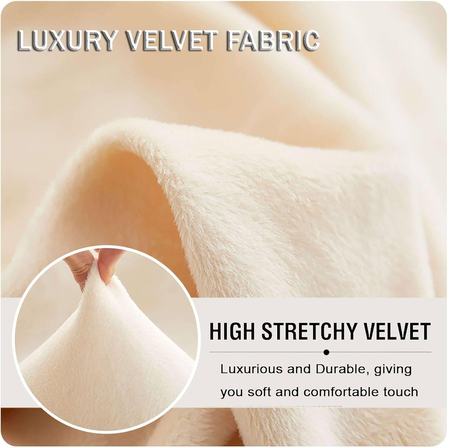 Lazy Floor Sofa Cover, Velvet Single Seated Fireside Chair Cover with Elastic Bottom Stretch Armless Lounge Chaise Slipcover Removable Furniture Protector for Living Room-Beige-1 Seater