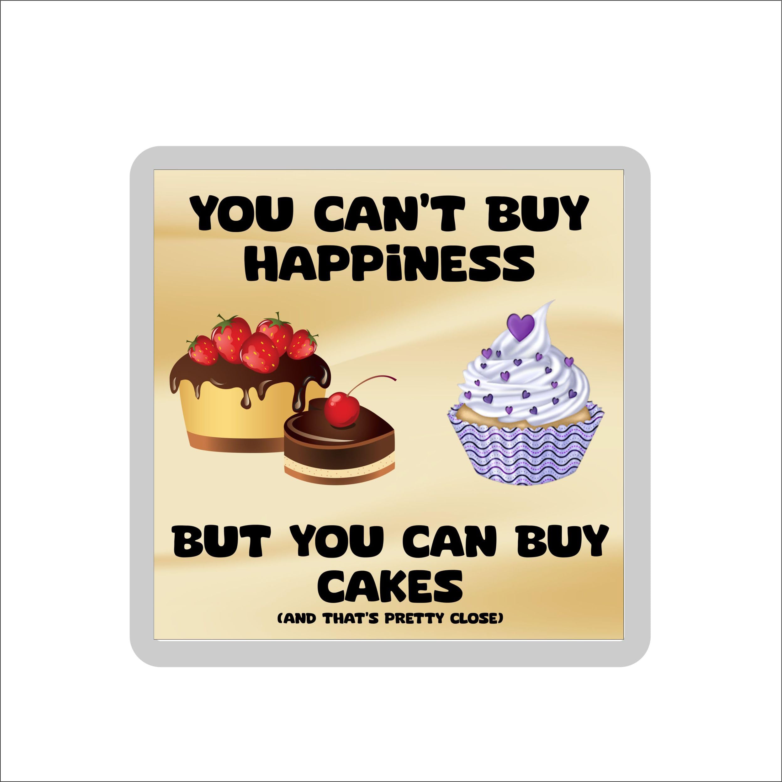 Decalarama Multicolor Cake Coaster Gift – You Can't Buy Happiness But You Can Buy A – Cute Novelty Fun Holiday Present