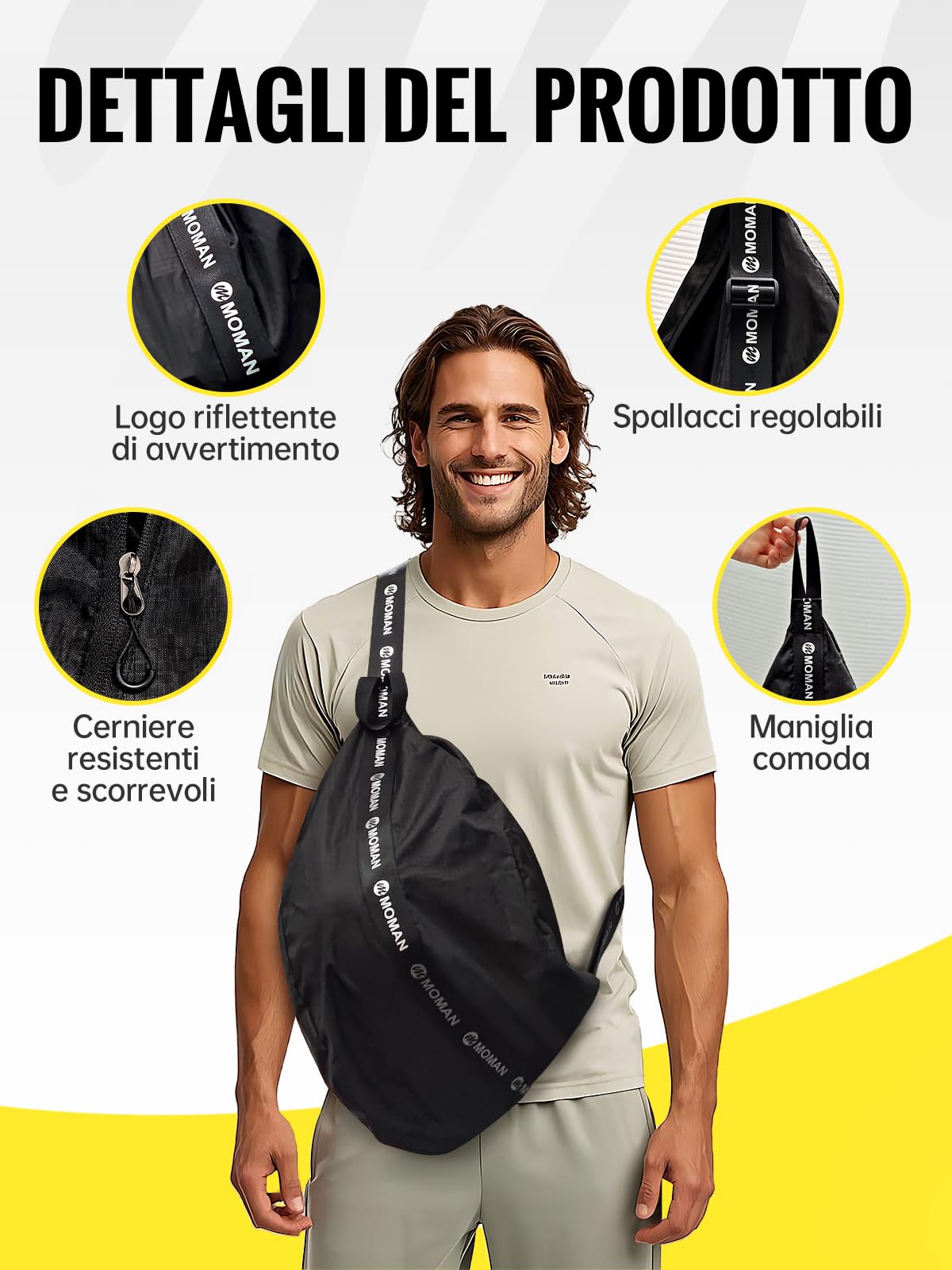 Moman Zaino Moto, B1 Zaino per Casco Riflettente Borsa Porta Casco Portatile 10L Grande Capacità per Ciclismo, Bicicletta, Casco da Moto, Caschi da Sci, Basket