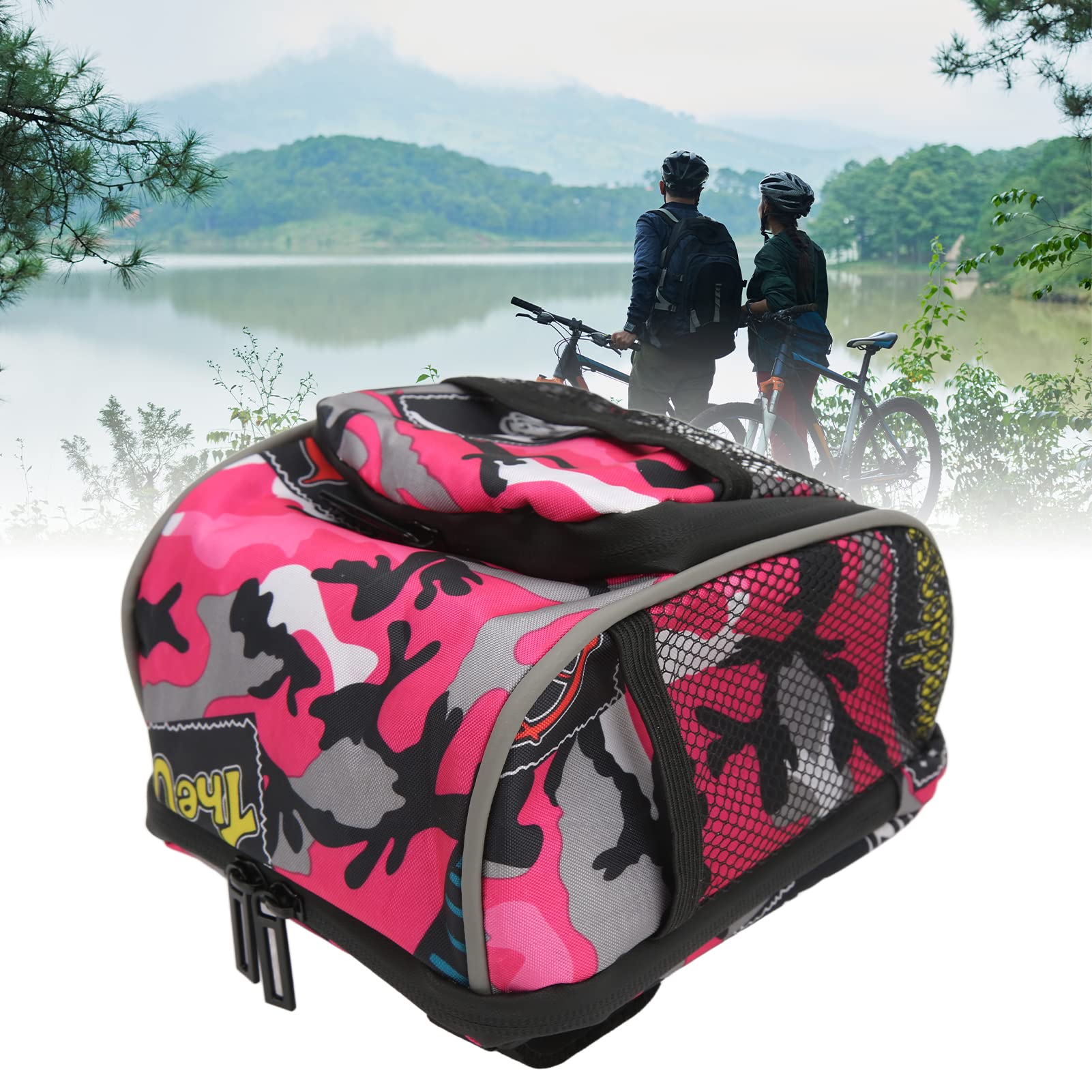 Handlebar Bag for Cycling, MotorcycleStorage Bag Multifunctional Reflective Belts Large Capacity for Travel (Pink)