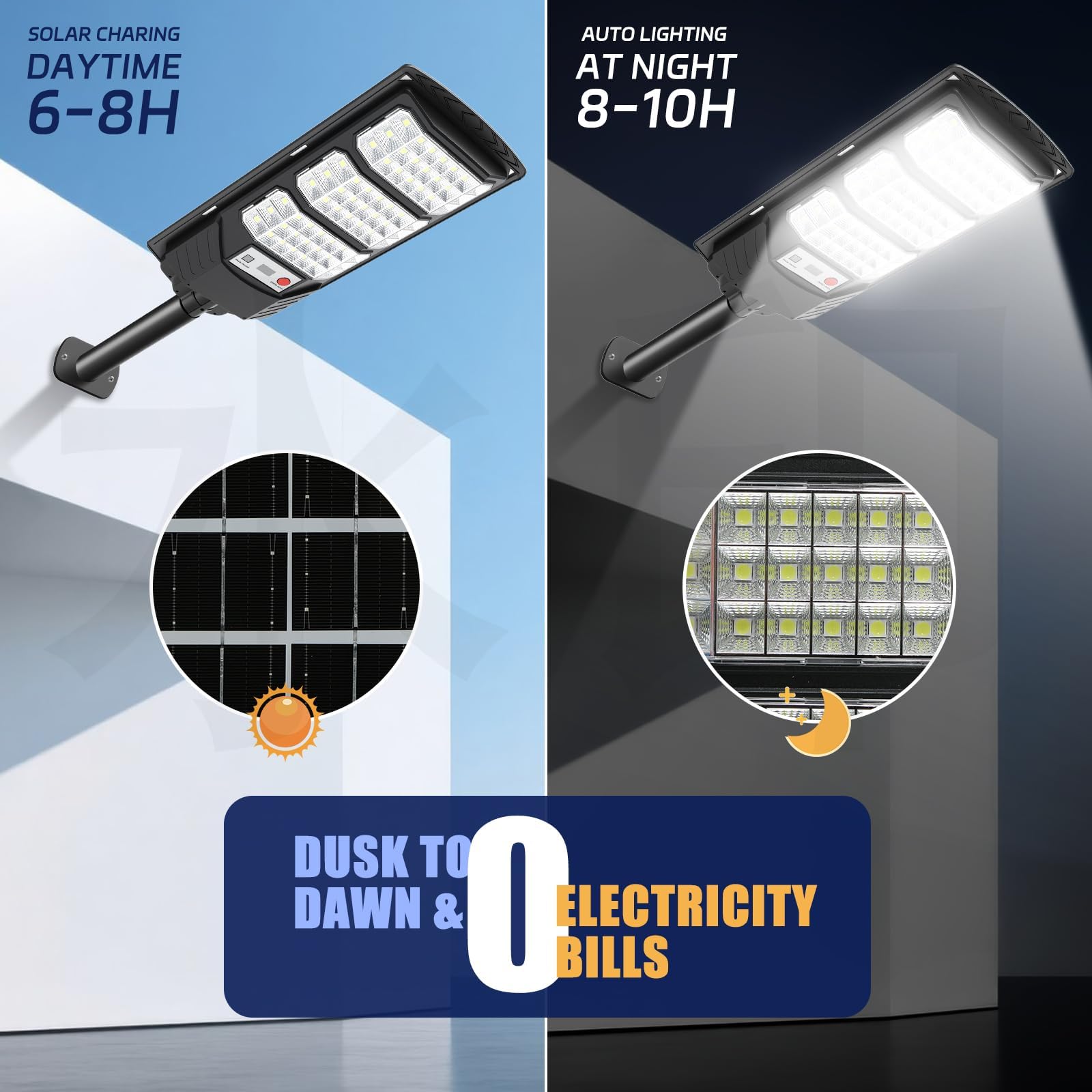 Solarlampen für Außen 4 Stück,500W LED Solarleuchte mit Bewegungssensor und Fernbedienung,Solar-Straßenleuchten für Außen IP66 Wasserdichte Solar-Wandleuchte für Garten Garage